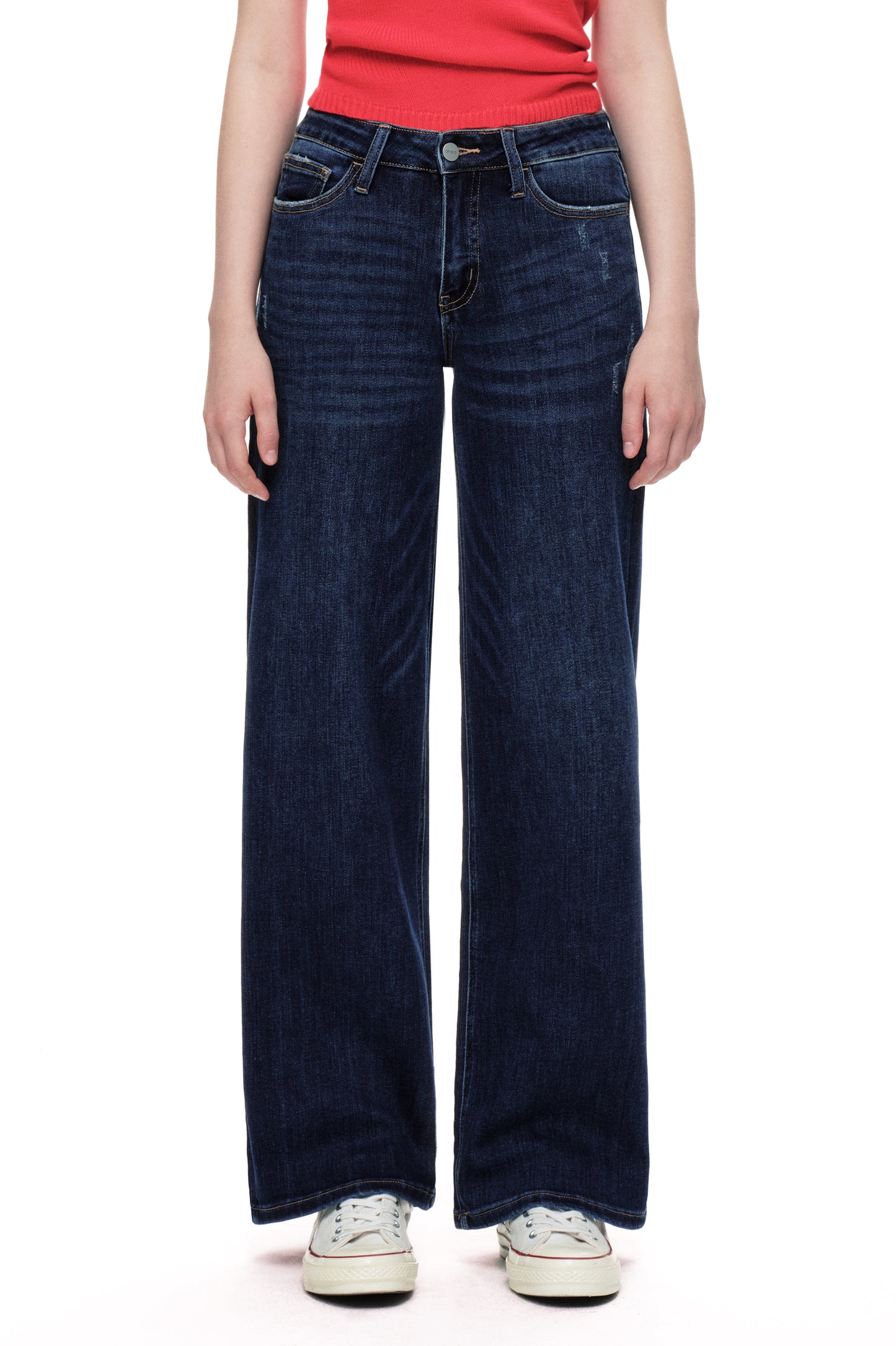 Mid Rise Baggy BBL Wide Leg Denim Jeans OSW8001