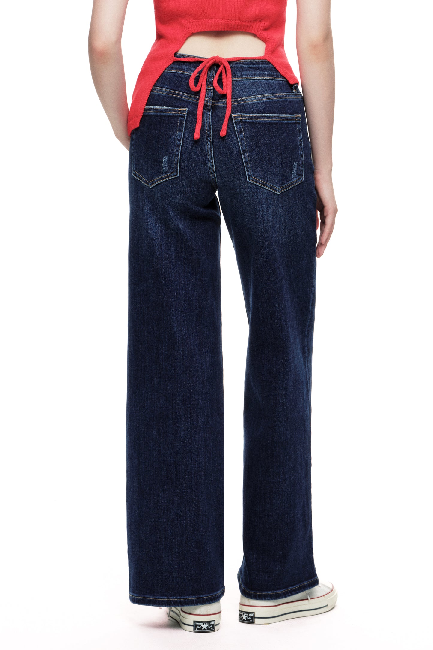 Mid Rise Baggy BBL Wide Leg Denim Jeans OSW8001