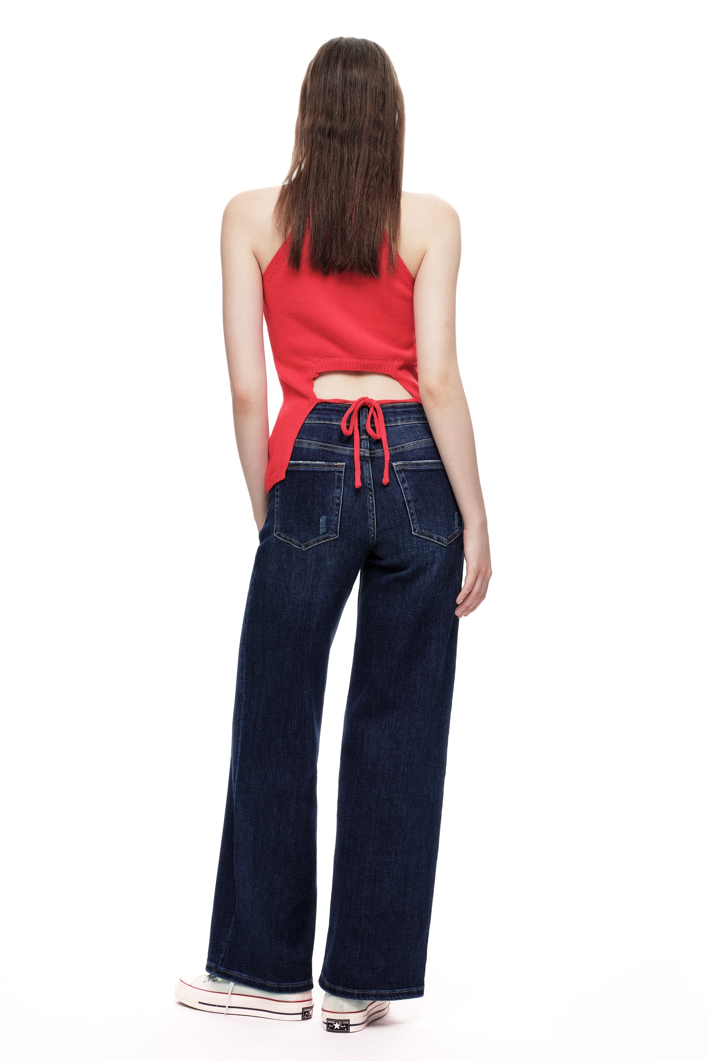 Mid Rise Baggy BBL Wide Leg Denim Jeans OSW8001