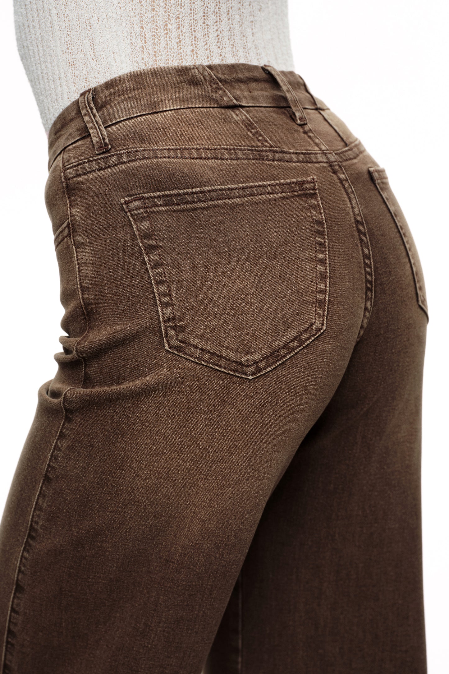 Mid Rise Wide Leg Jeans Raw Hem Vintage Denim OSW8019