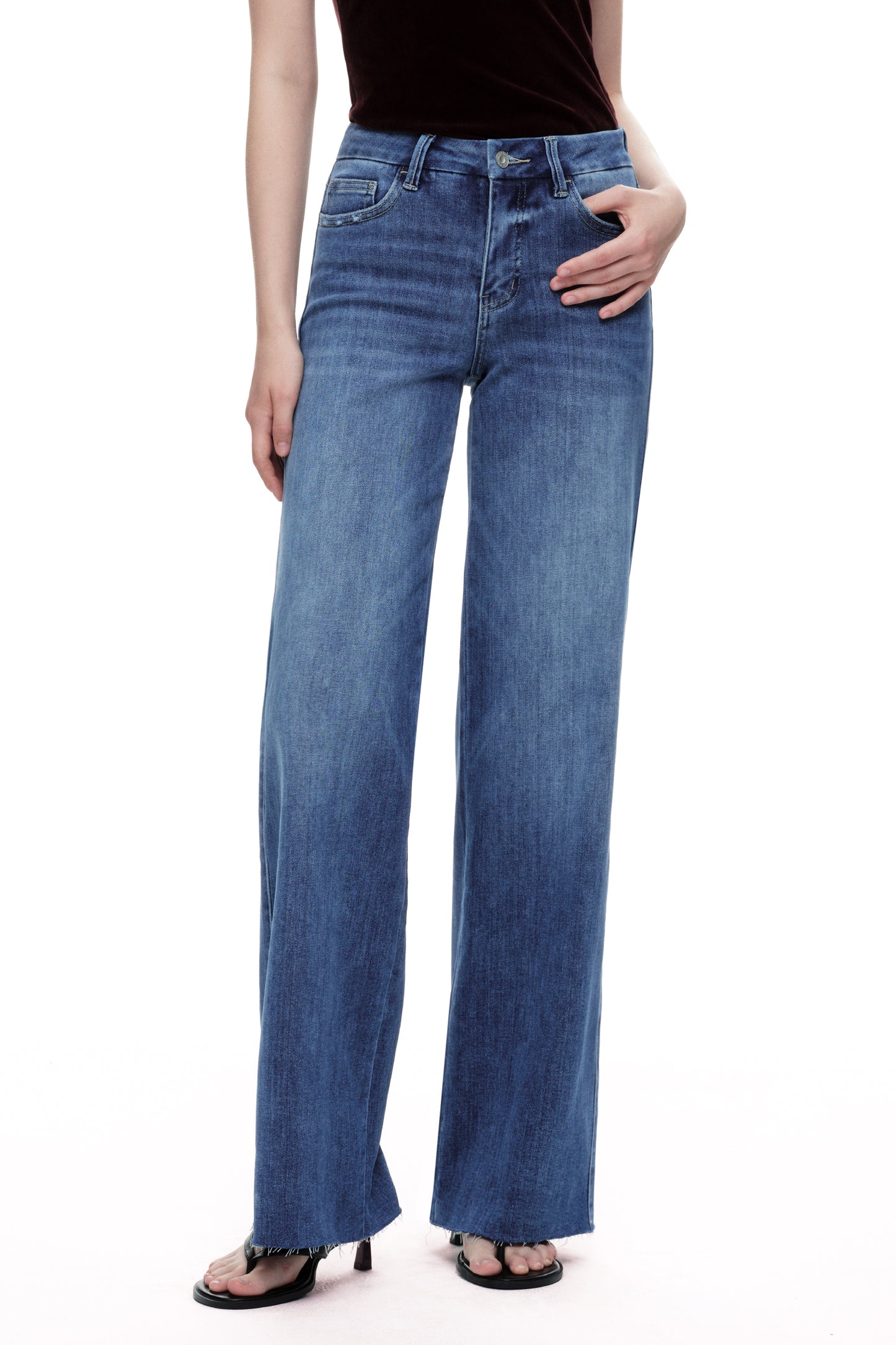 Mid Rise Wide Leg Tall Denim Jeans OSW8019-LT