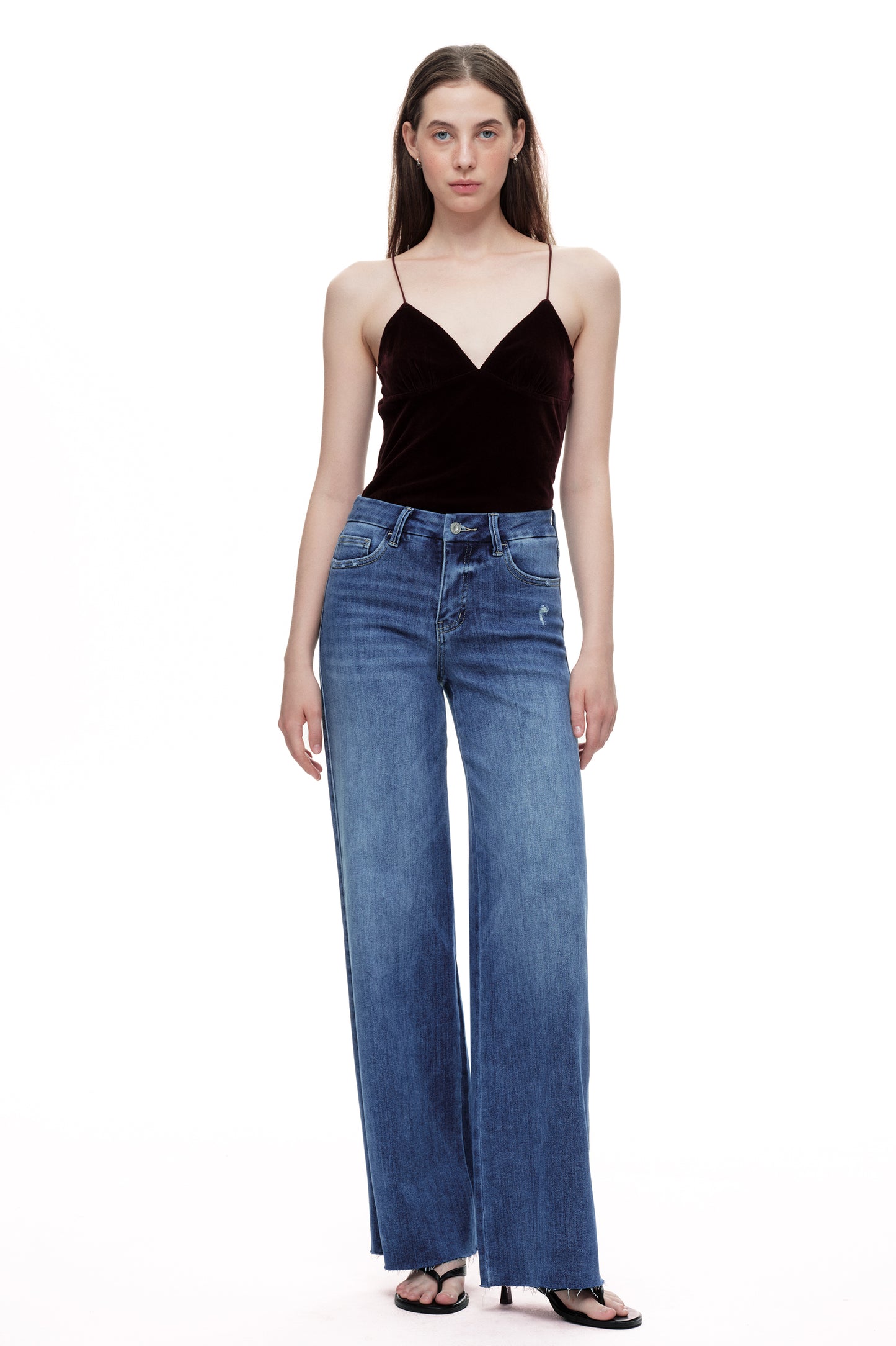 Mid Rise Wide Leg Tall Denim Jeans OSW8019-LT