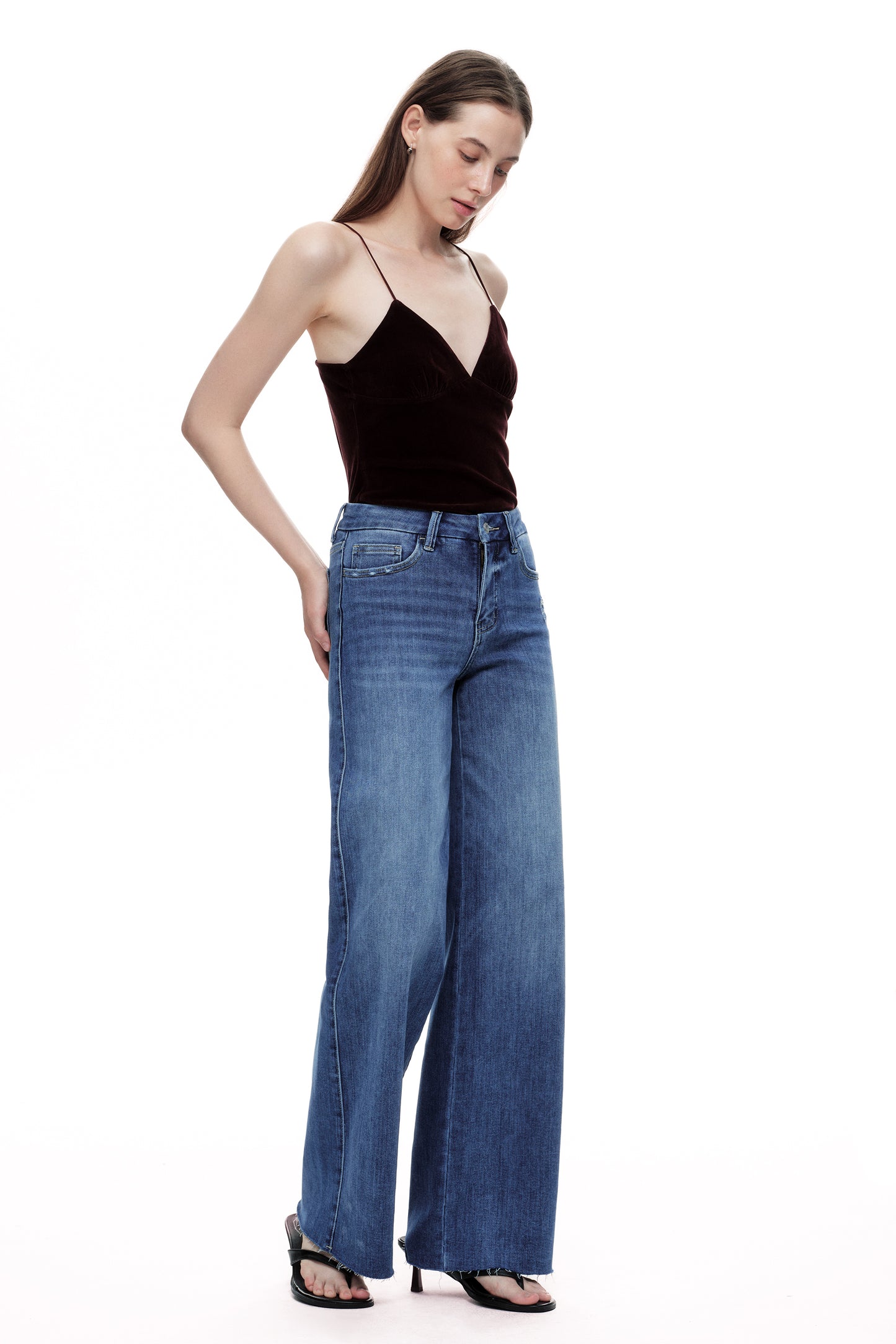 Mid Rise Wide Leg Tall Denim Jeans OSW8019-LT