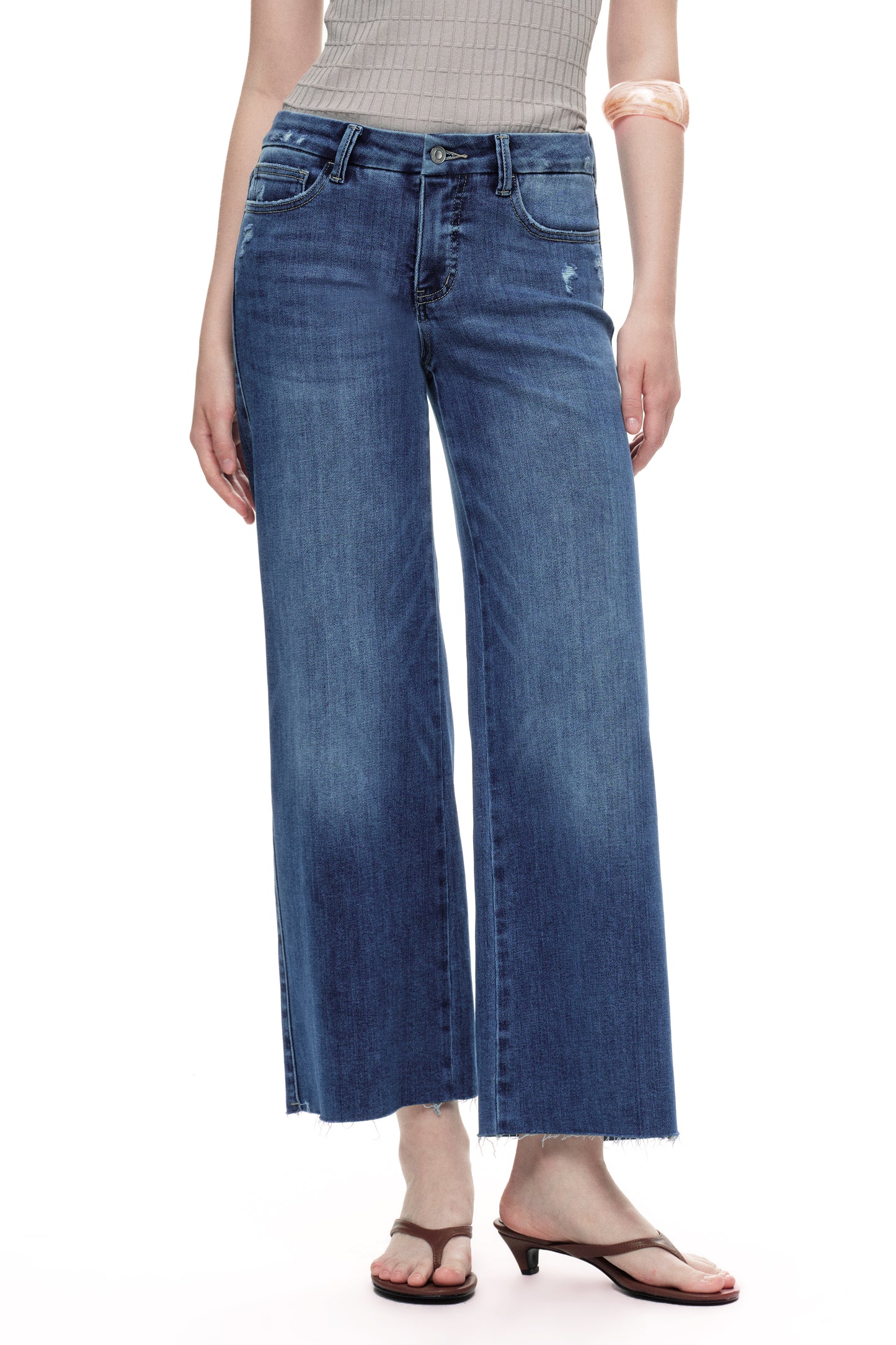 Mid Rise Wide Leg Petite Denim Jeans OSW8019-SP