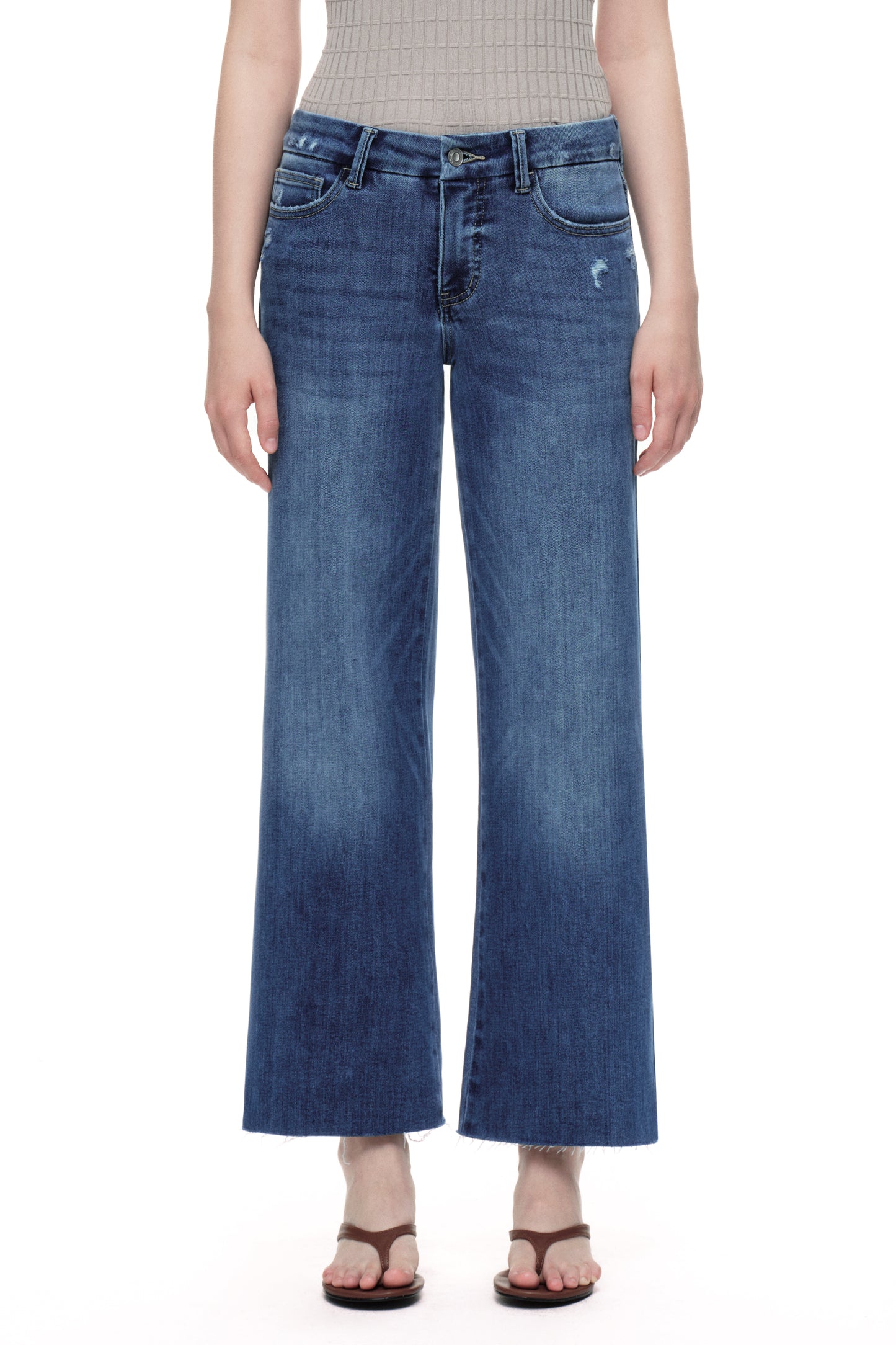 Mid Rise Wide Leg Petite Denim Jeans OSW8019-SP