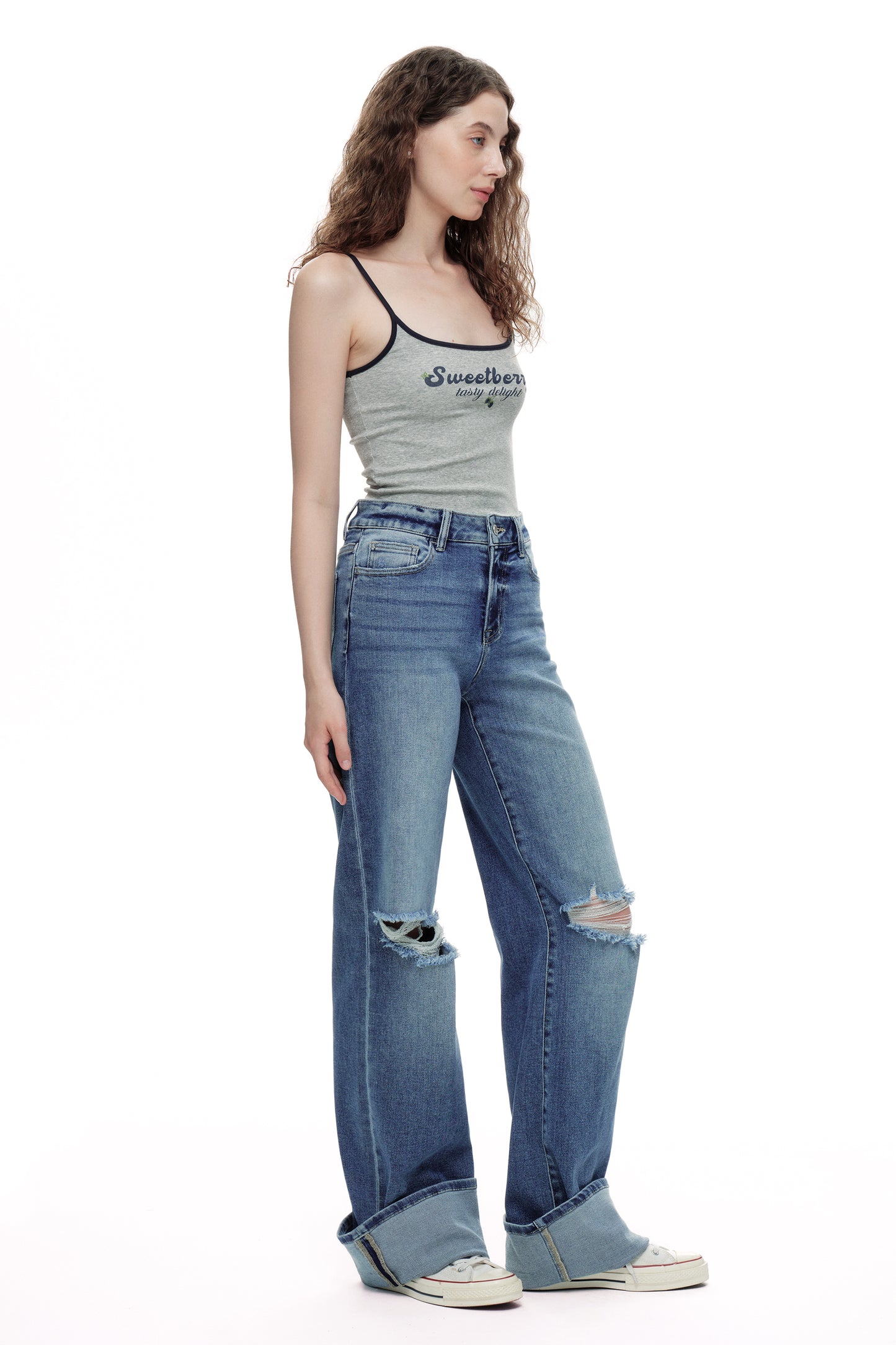 High Rise Wide Leg Denim Jeans OSW8022EC