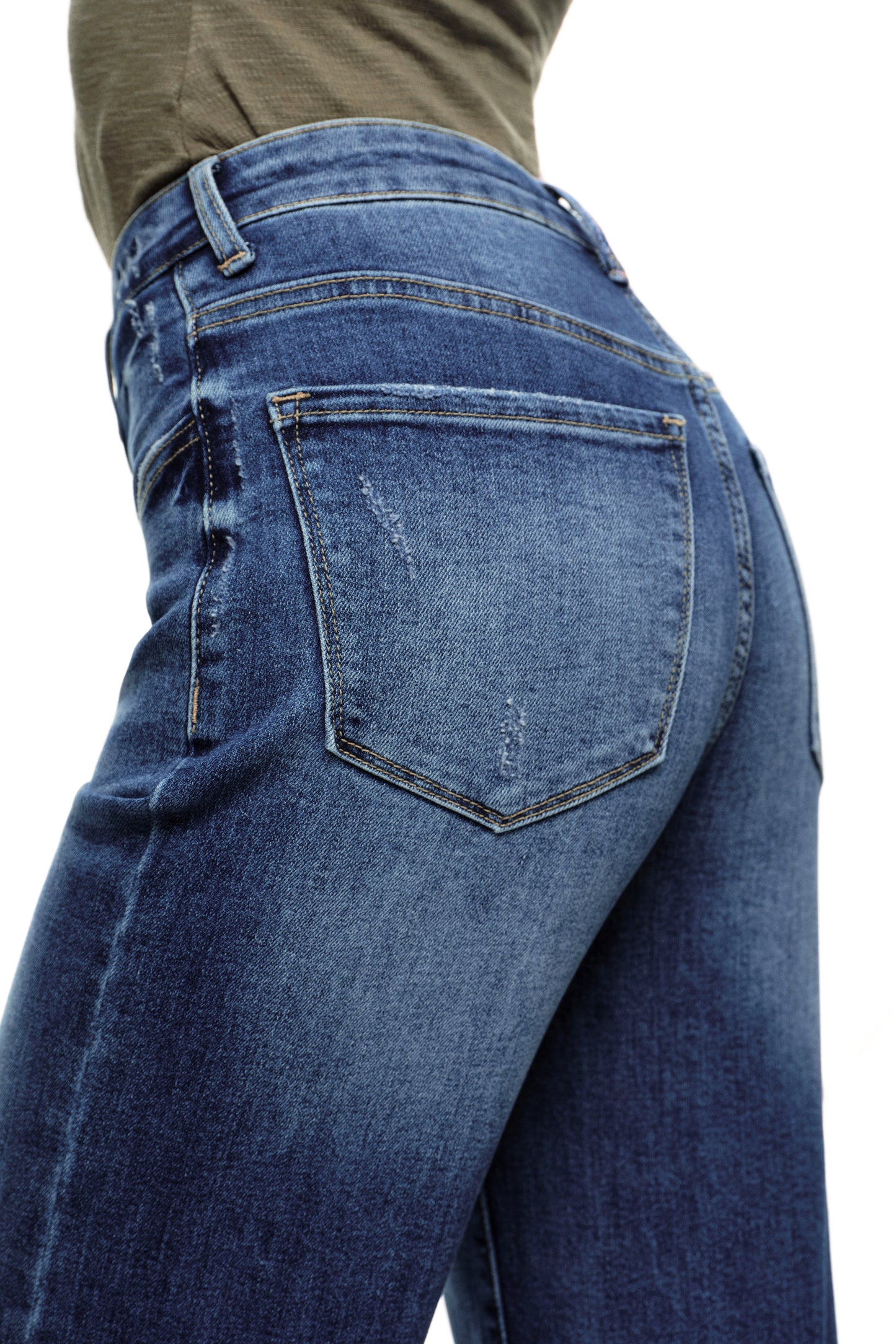 Distinctive Front Seam High Rise Wide Leg Jeans OSW8023EC