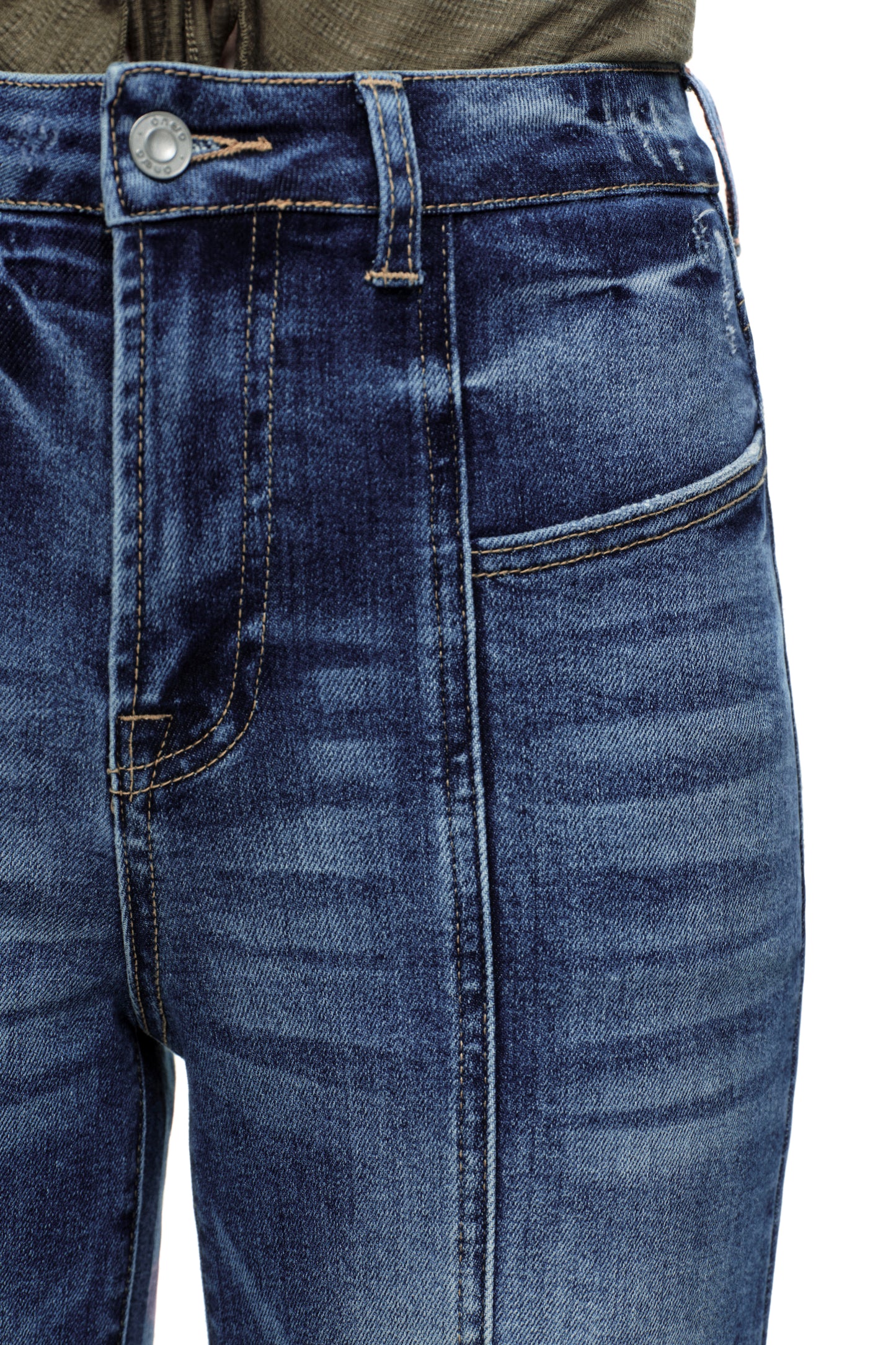 Distinctive Front Seam High Rise Wide Leg Jeans OSW8023EC