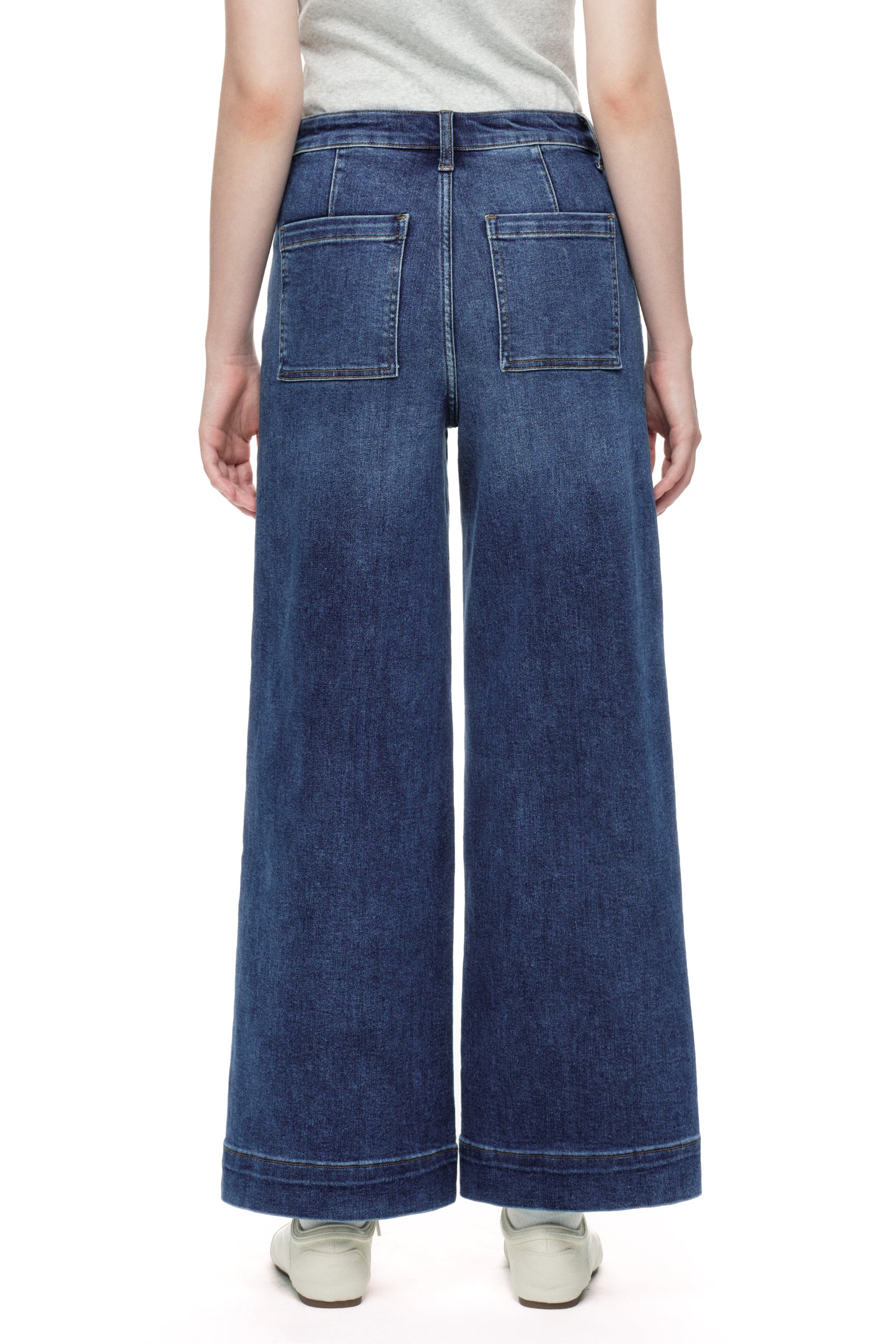 High Rise Wide Leg Denim Jeans with  Front Seams OSW8025EC