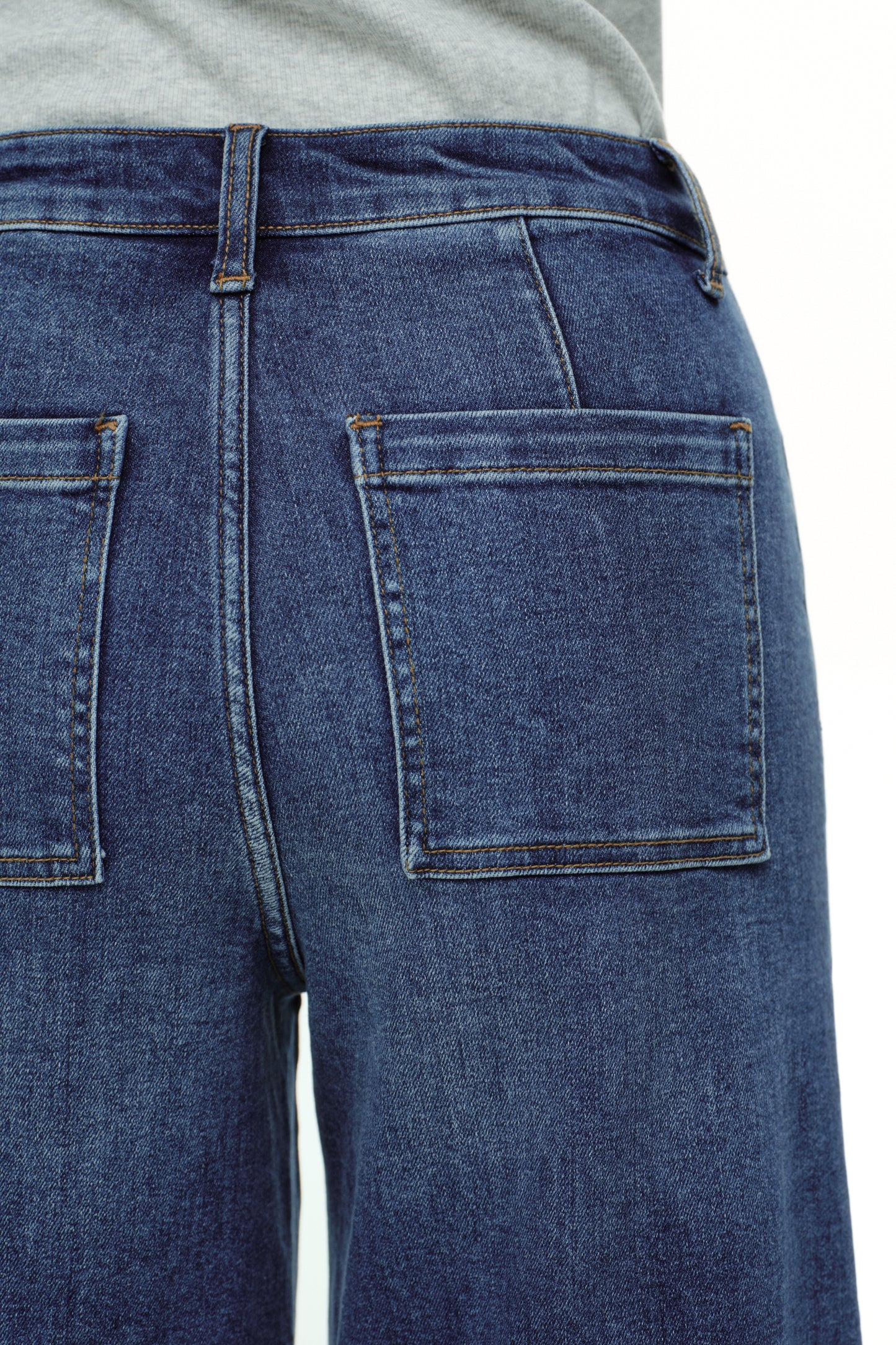 High Rise Wide Leg Denim Jeans with  Front Seams OSW8025EC