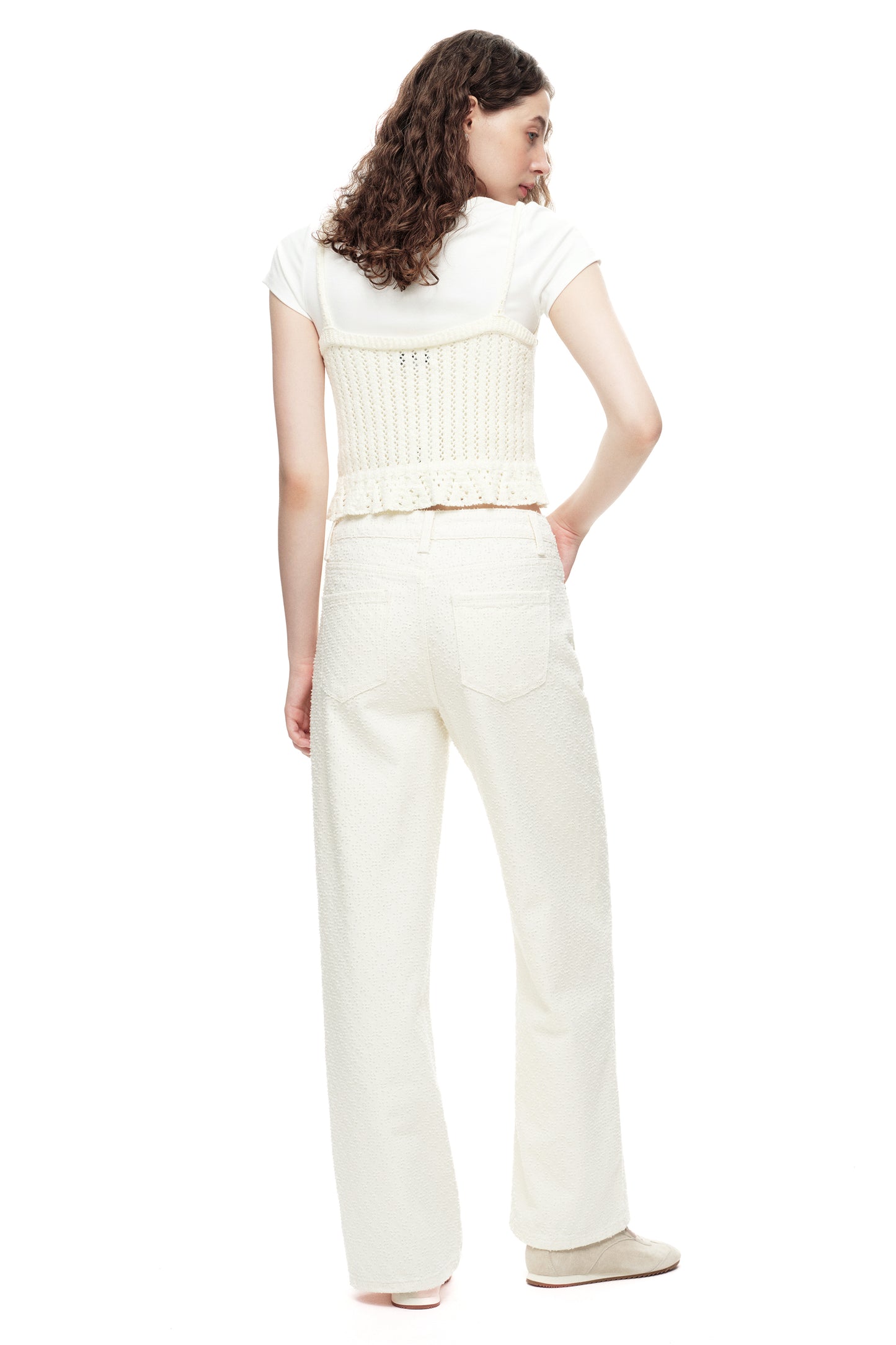 White High Waist Wide Leg Pants OSW8026