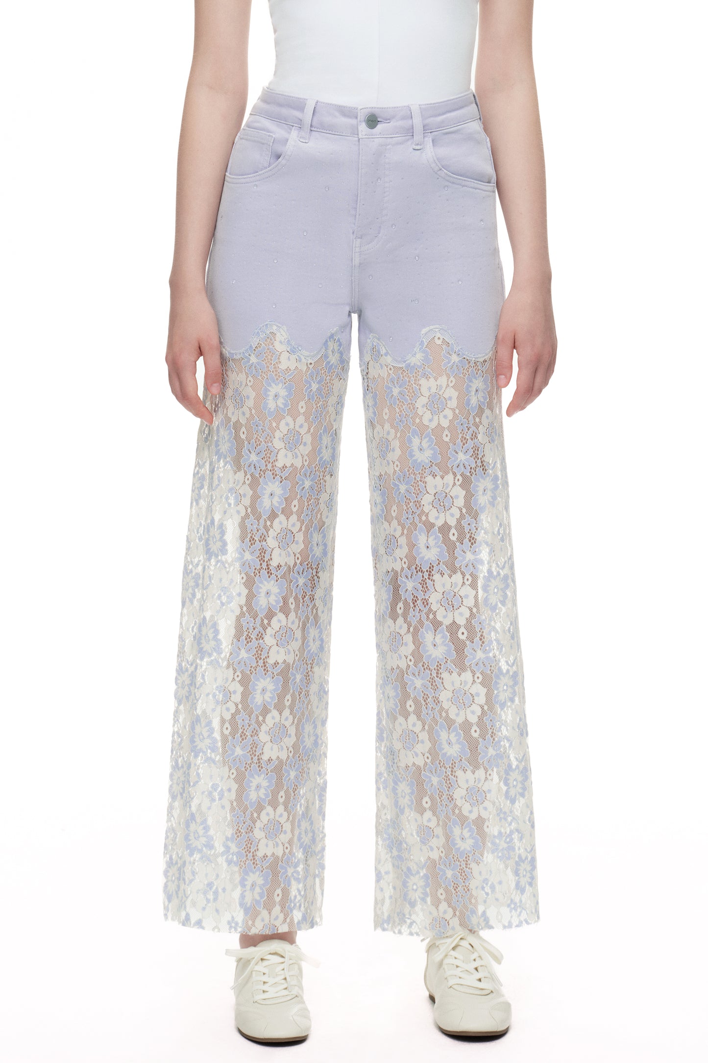 High Rise Lace Pants with Rhinestone OSW8027