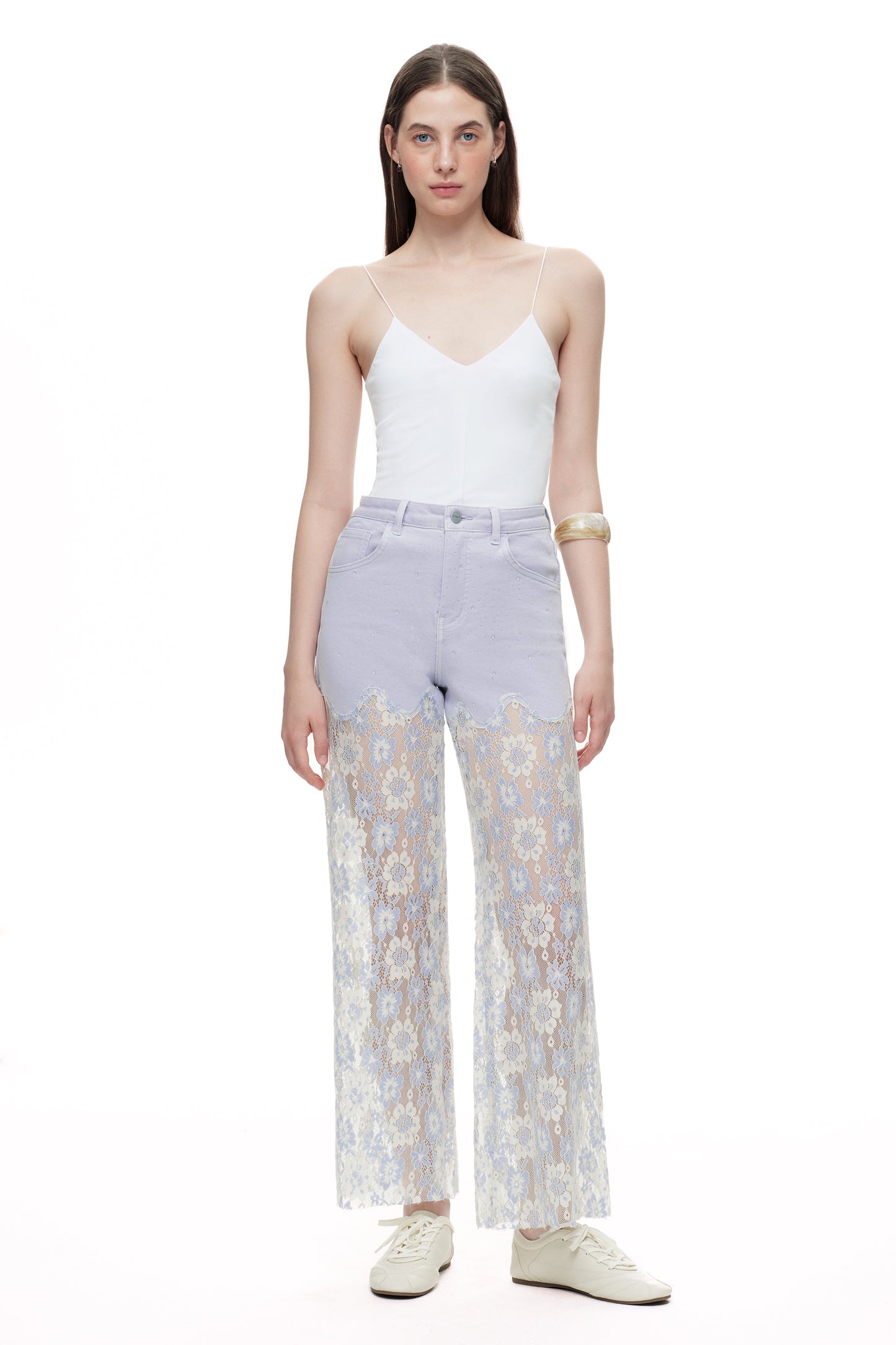 High Rise Lace Pants with Rhinestone OSW8027