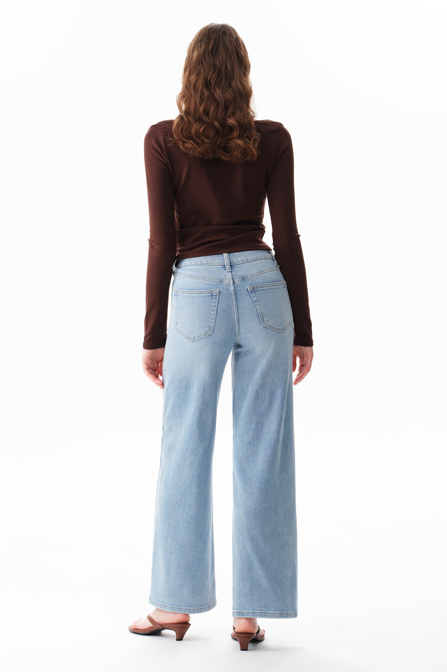 Timeless Silhouette Mid Rise Wide Leg Denim Jeans OSW8029EC