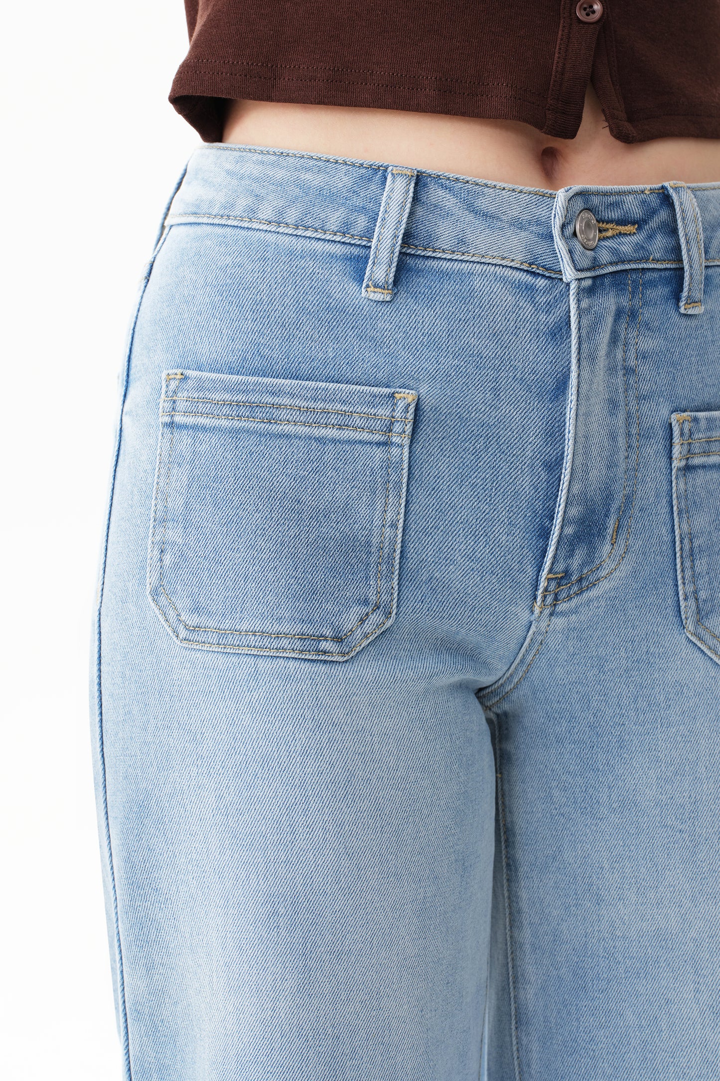 Timeless Silhouette Mid Rise Wide Leg Denim Jeans OSW8029EC