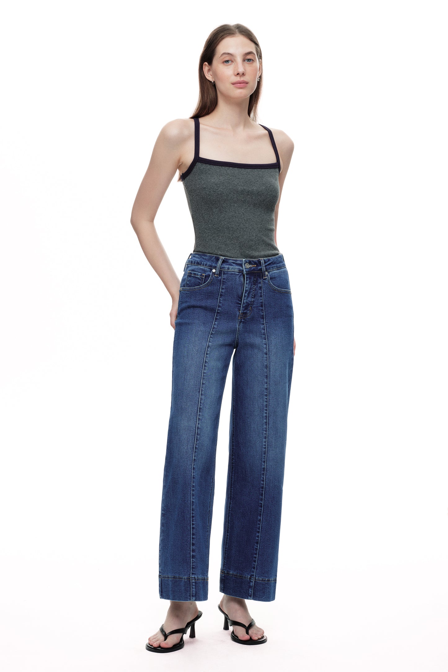 Flattering High Rise Wide Leg Denim Jeans OSW8032EC