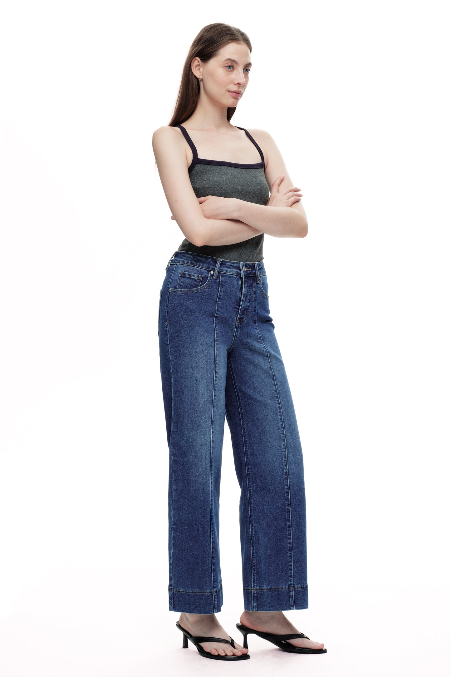 Flattering High Rise Wide Leg Denim Jeans OSW8032EC