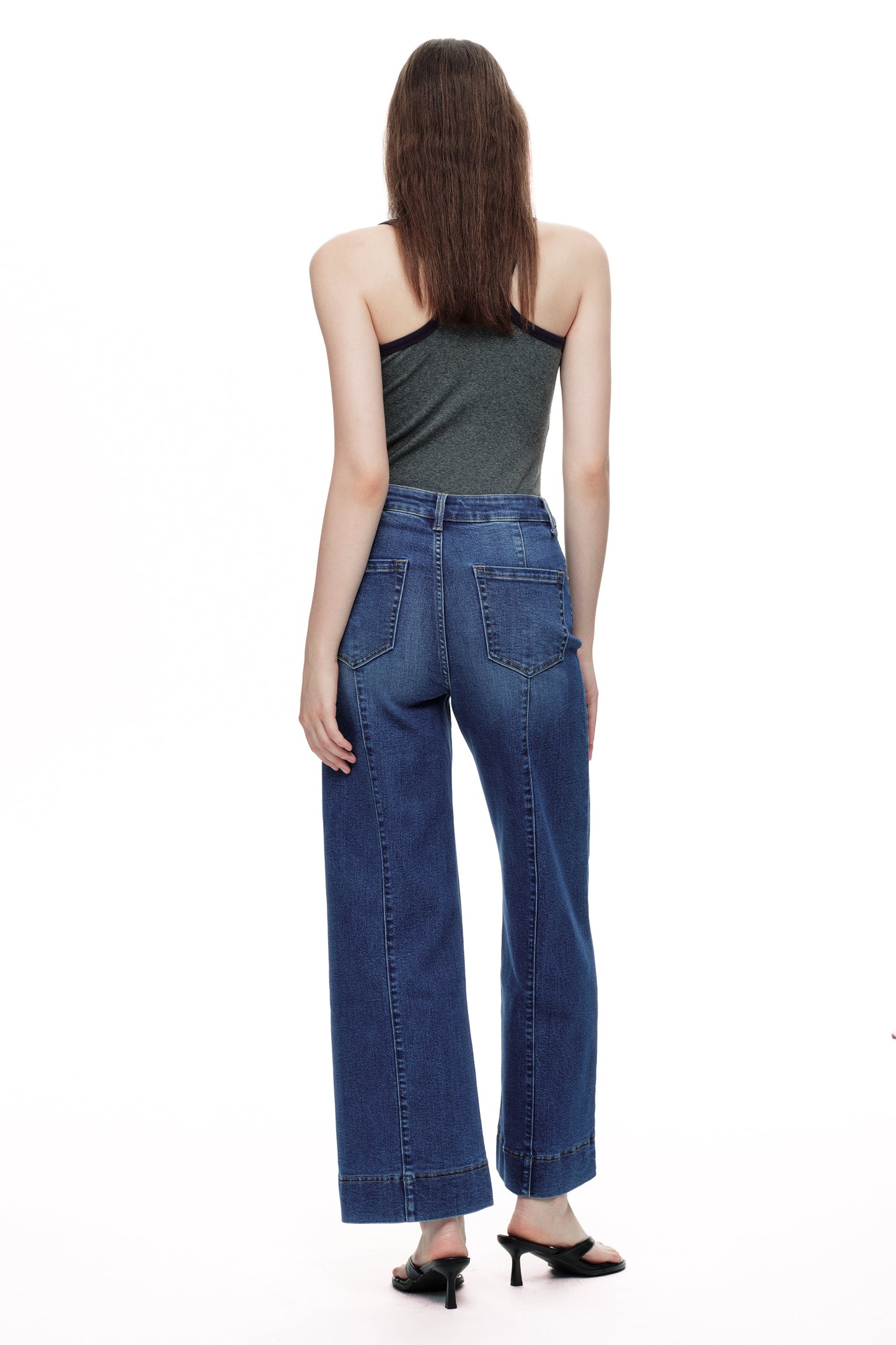 Flattering High Rise Wide Leg Denim Jeans OSW8032EC