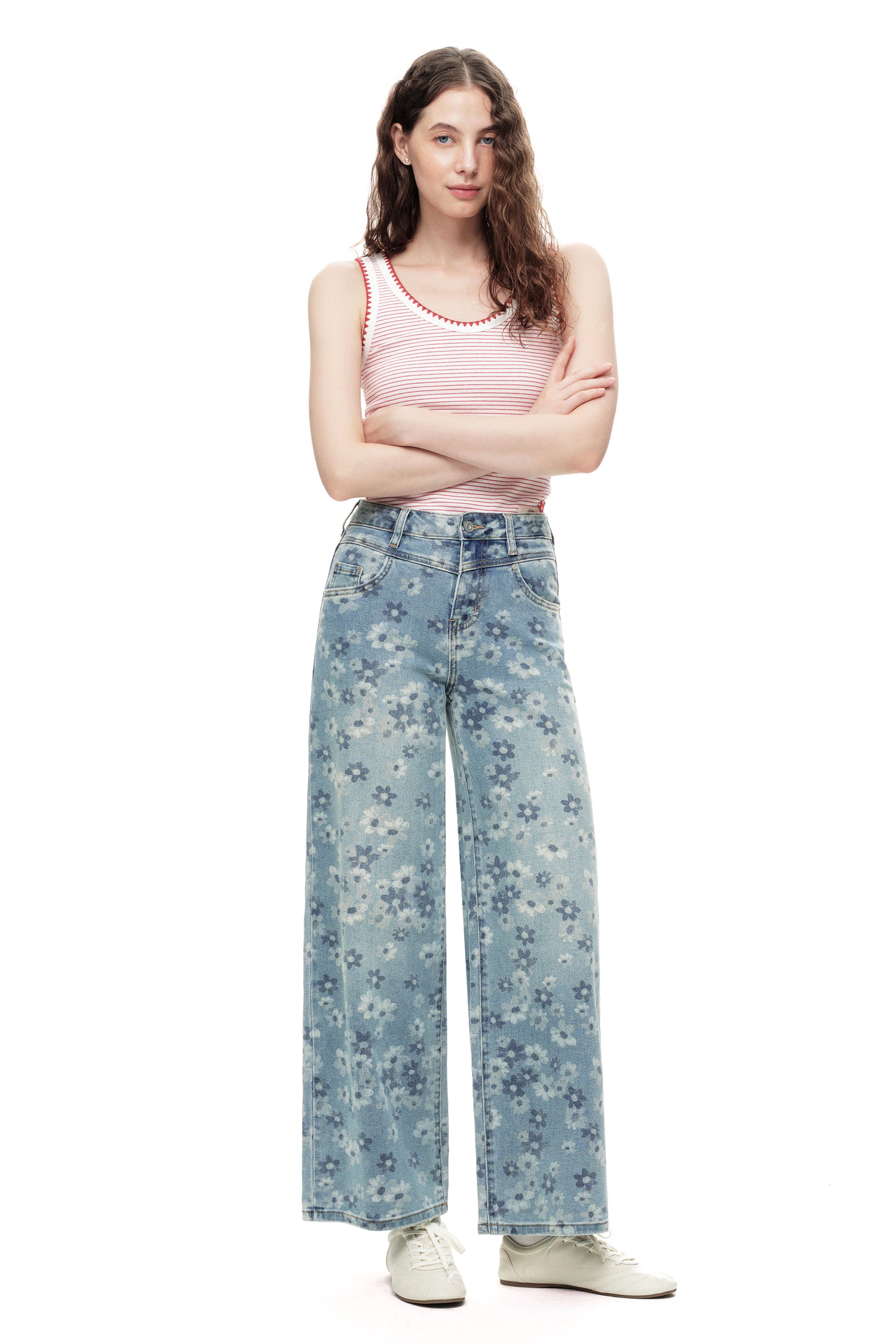 High Rise Baggy Wide Leg Denim Jeans OSW8071