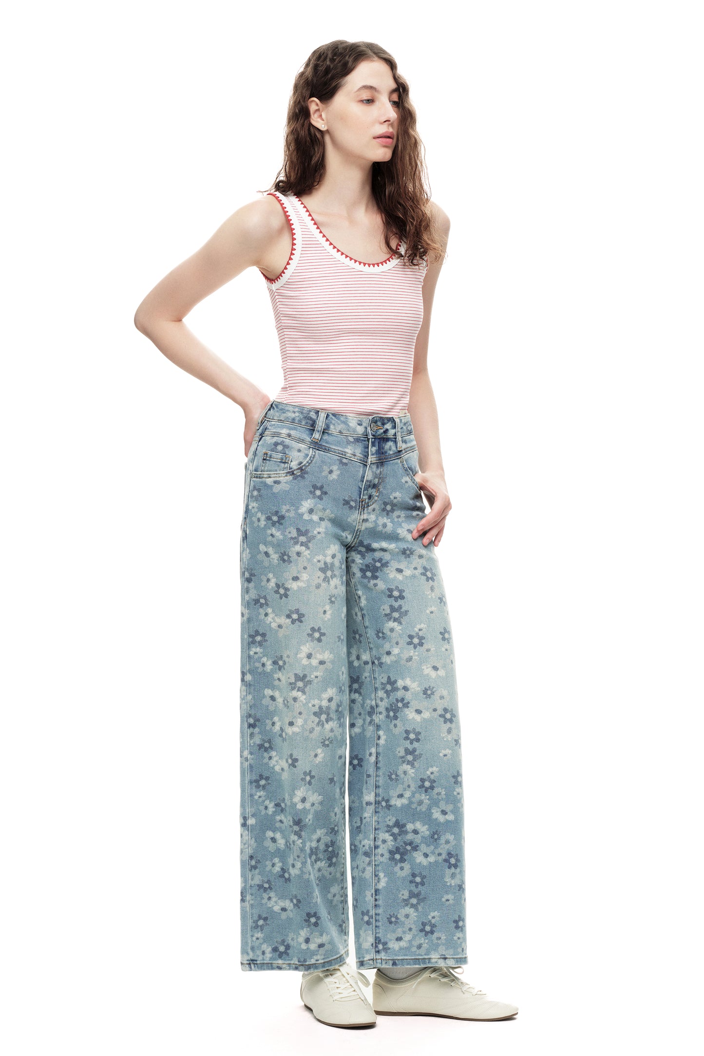 High Rise Baggy Wide Leg Denim Jeans OSW8071
