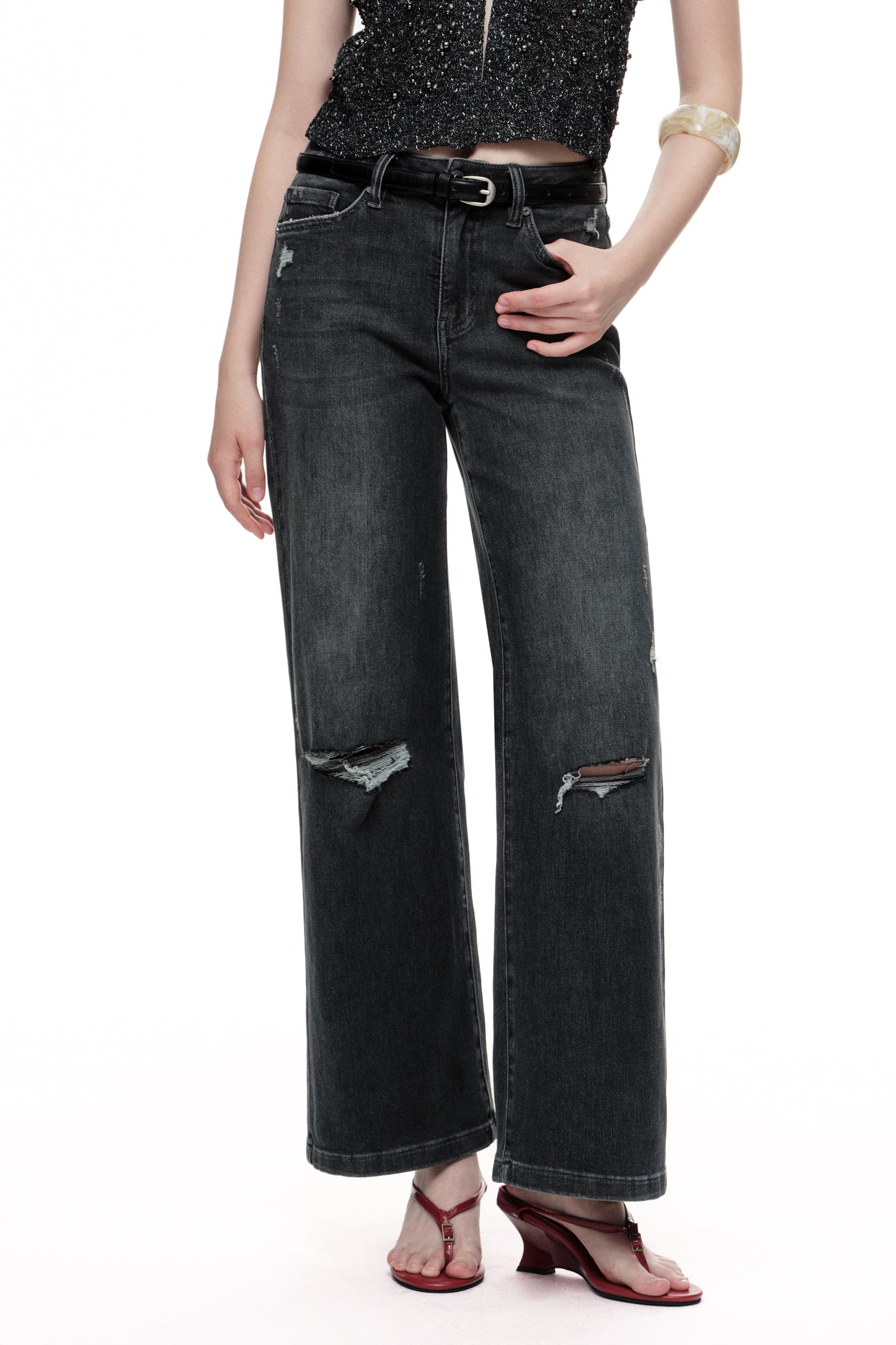Mid Rise Wide Leg Denim Jeans OSW8084