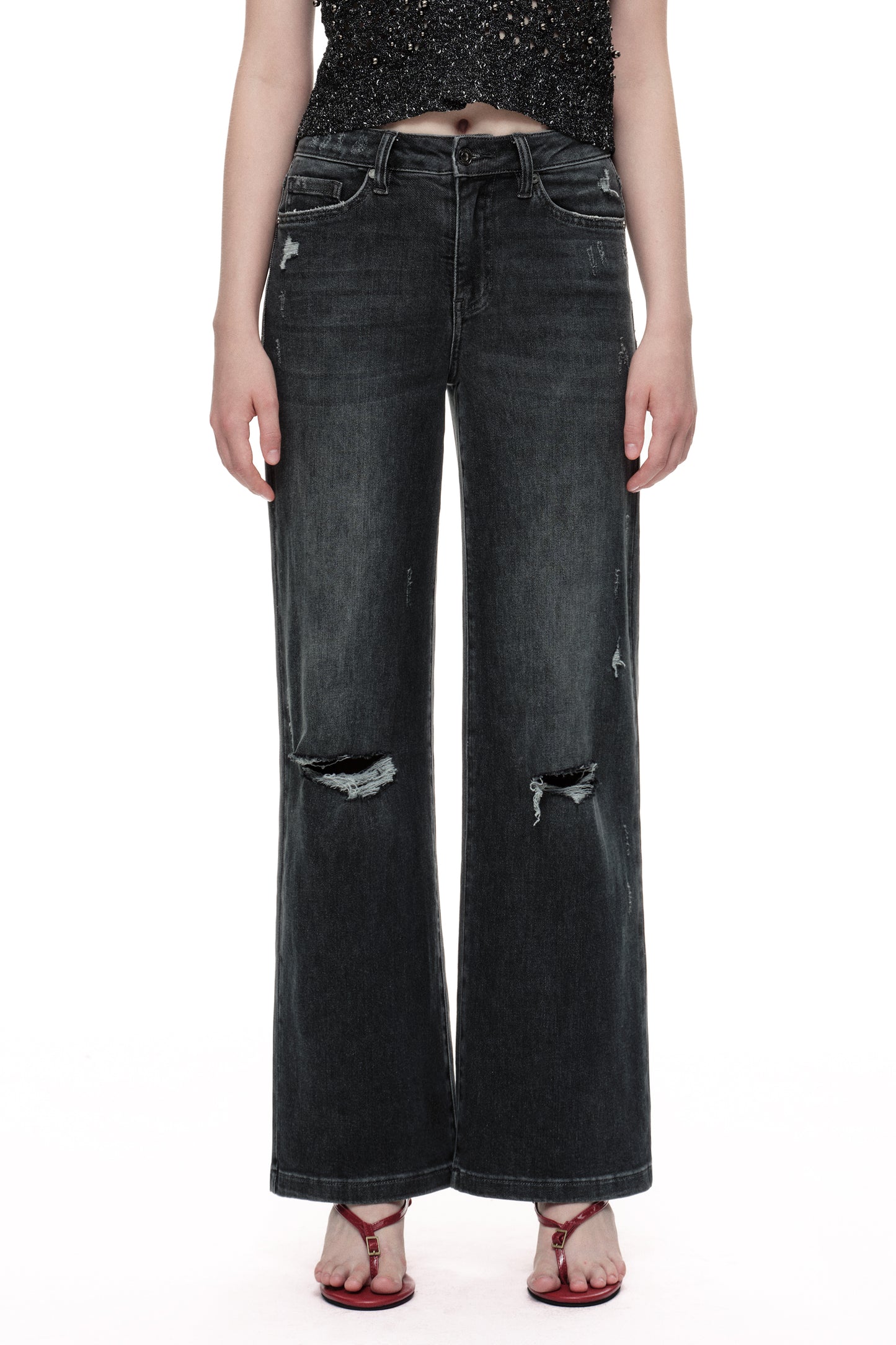 Mid Rise Wide Leg Denim Jeans OSW8084