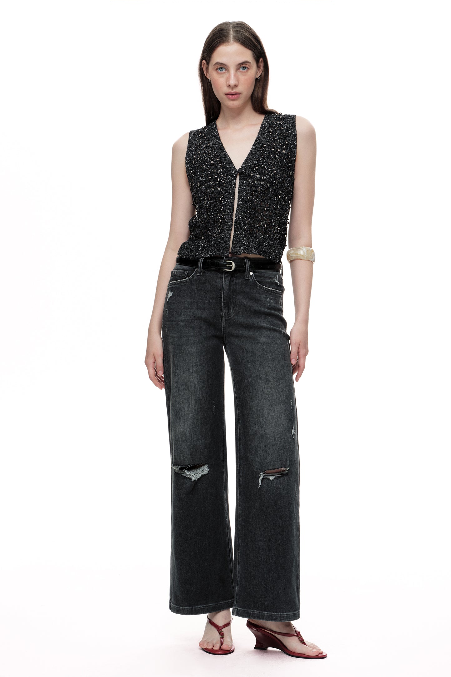 Mid Rise Wide Leg Denim Jeans OSW8084