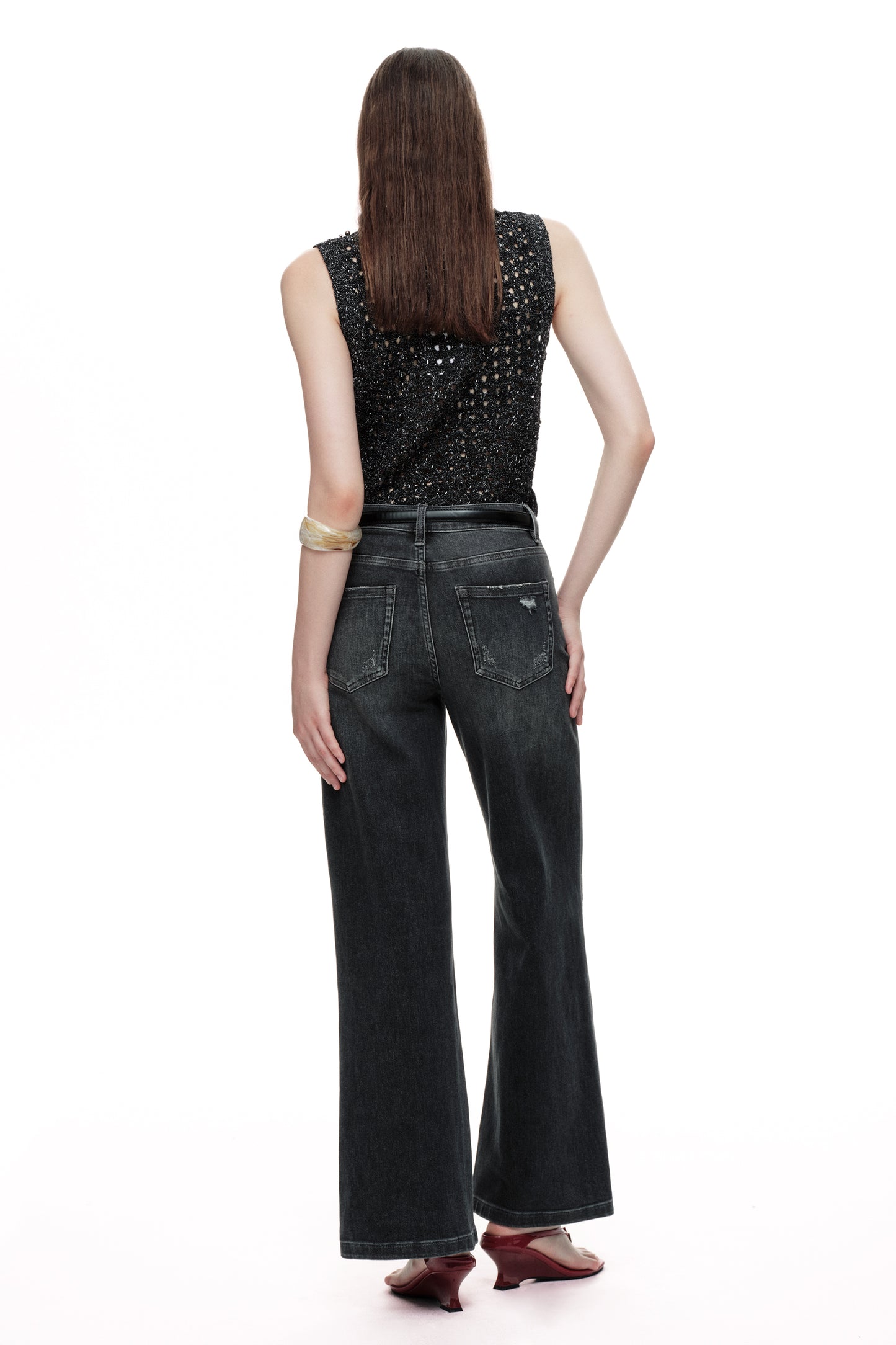 Mid Rise Wide Leg Denim Jeans OSW8084