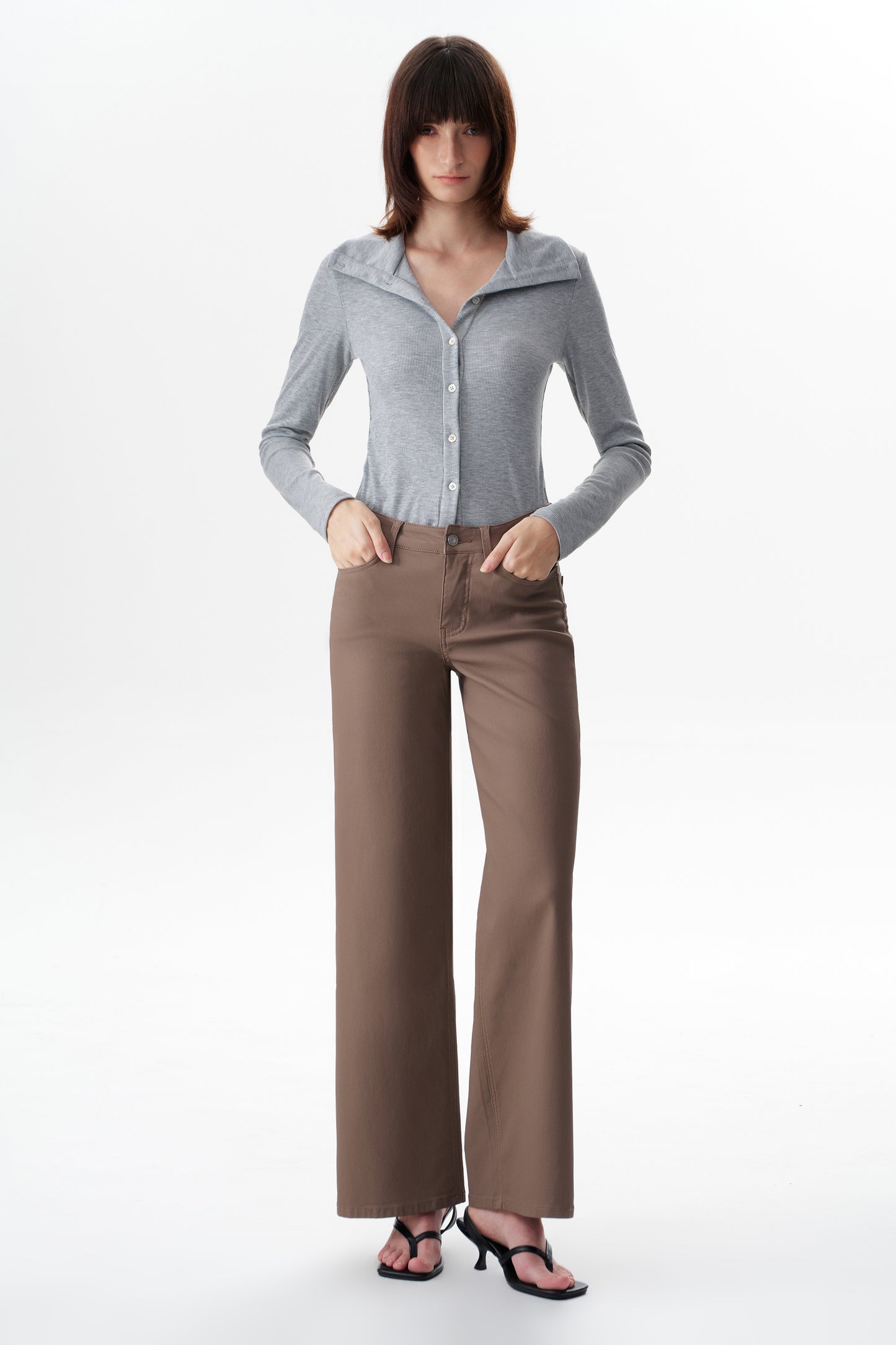 Mid Rise Wide Leg Pants OSW8097