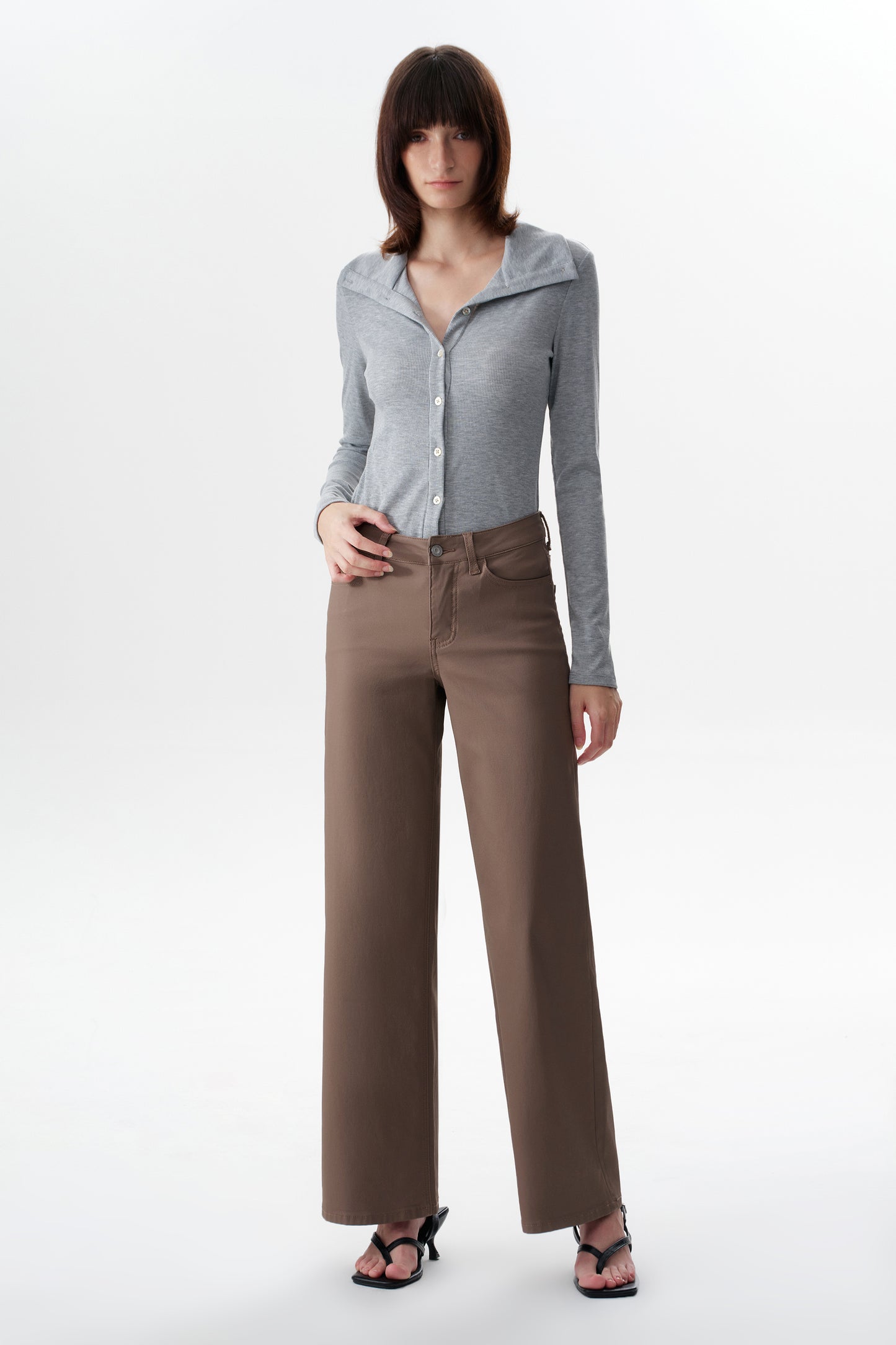 Mid Rise Wide Leg Pants OSW8097
