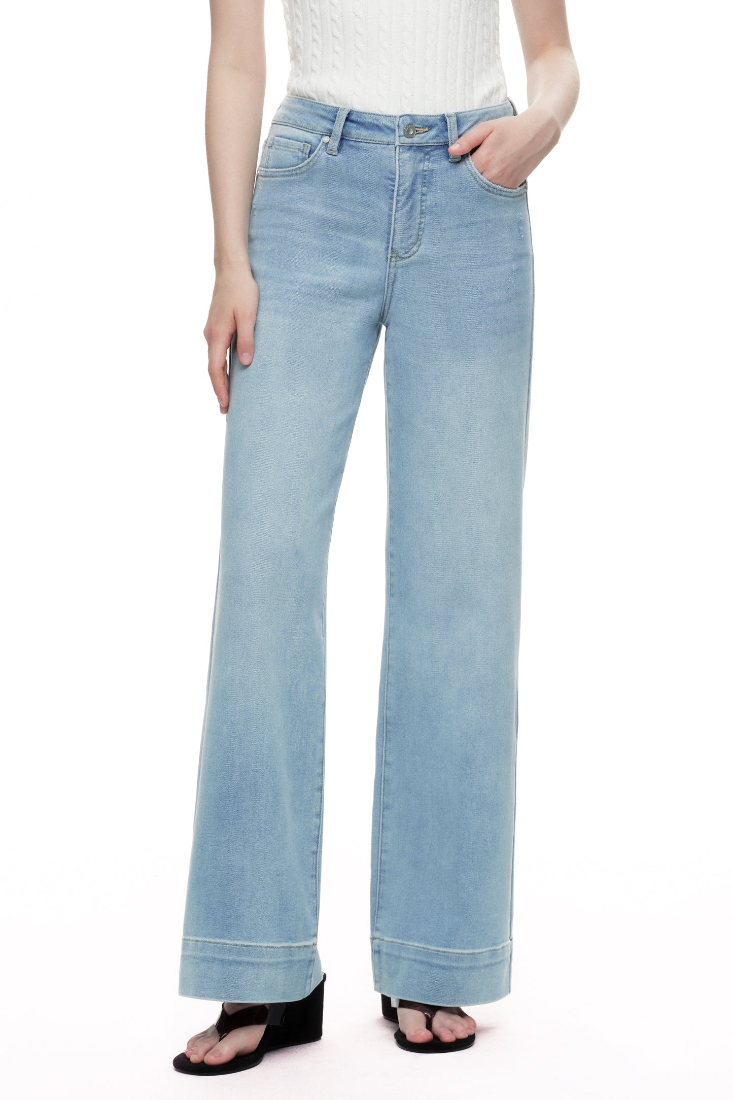 High Rise Wide Leg Denim Jeans - Regular & Petite OSW8099