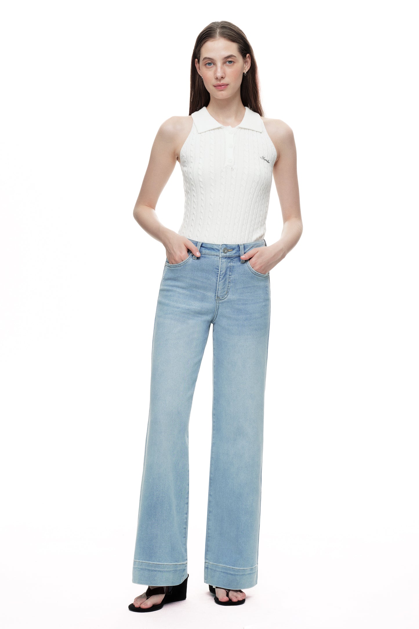 High Rise Wide Leg Denim Jeans - Regular & Petite OSW8099