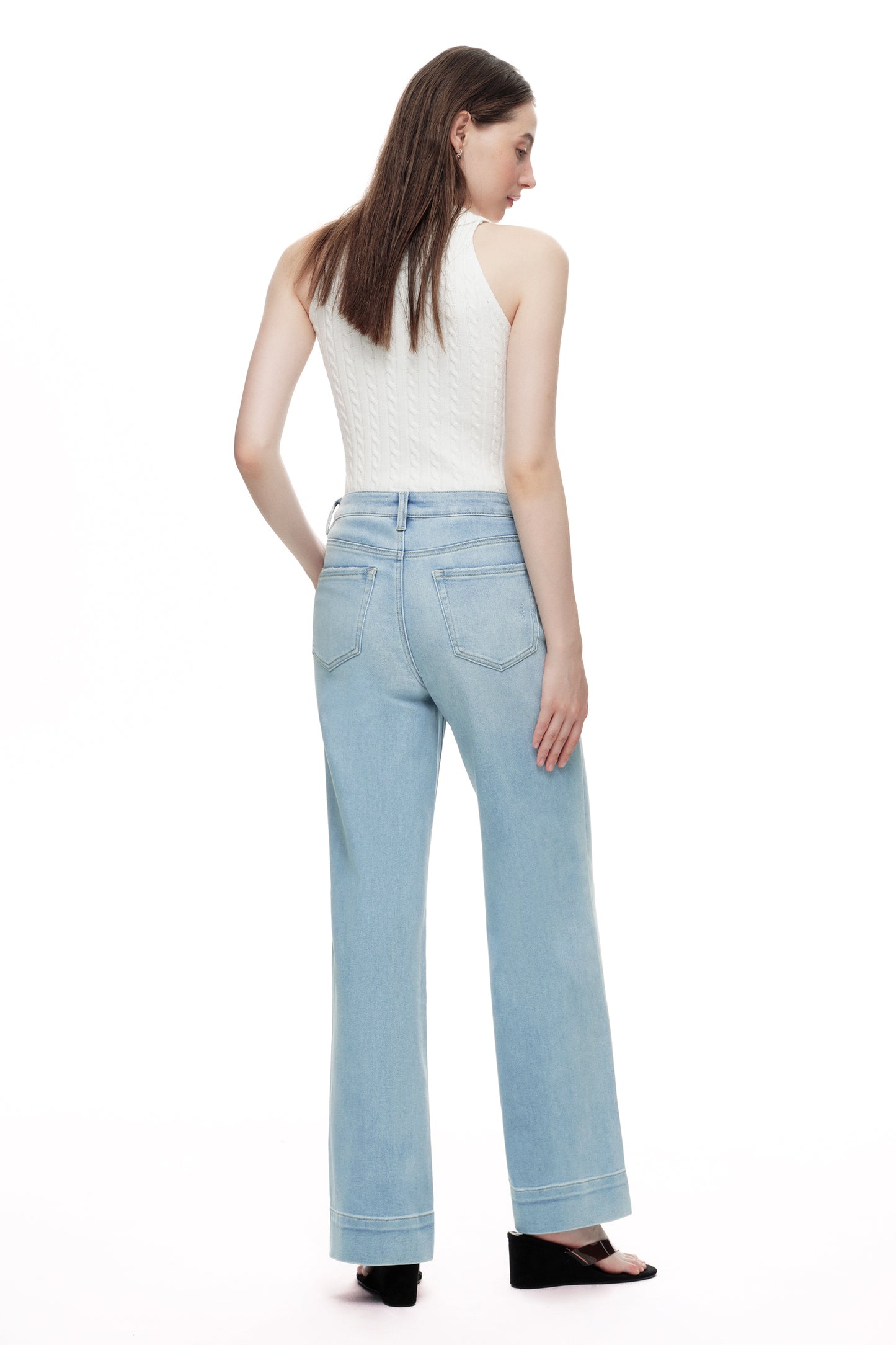 High Rise Wide Leg Denim Jeans - Regular & Petite OSW8099