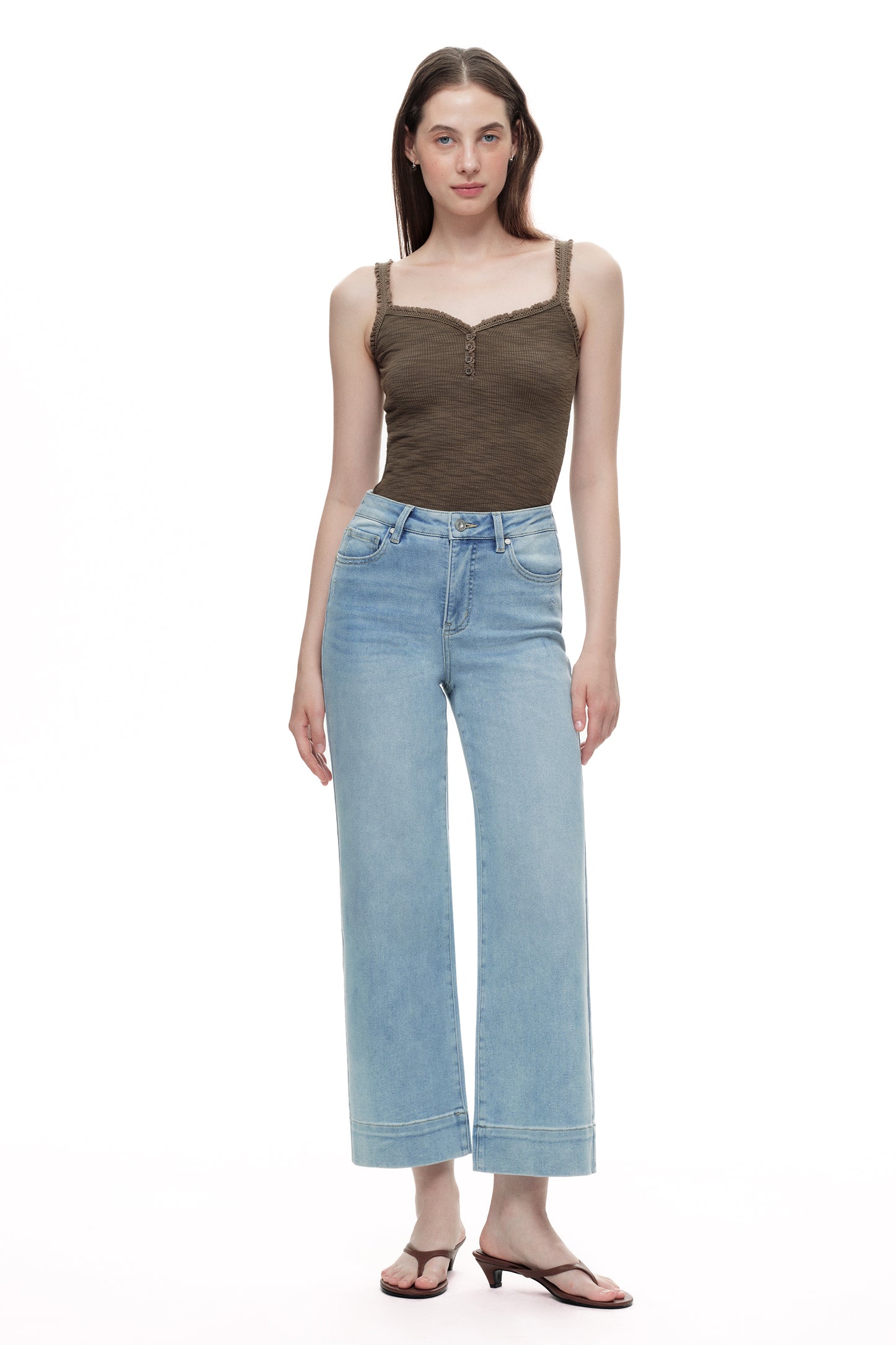 High Rise Wide Leg Denim Jeans - Regular & Petite OSW8099