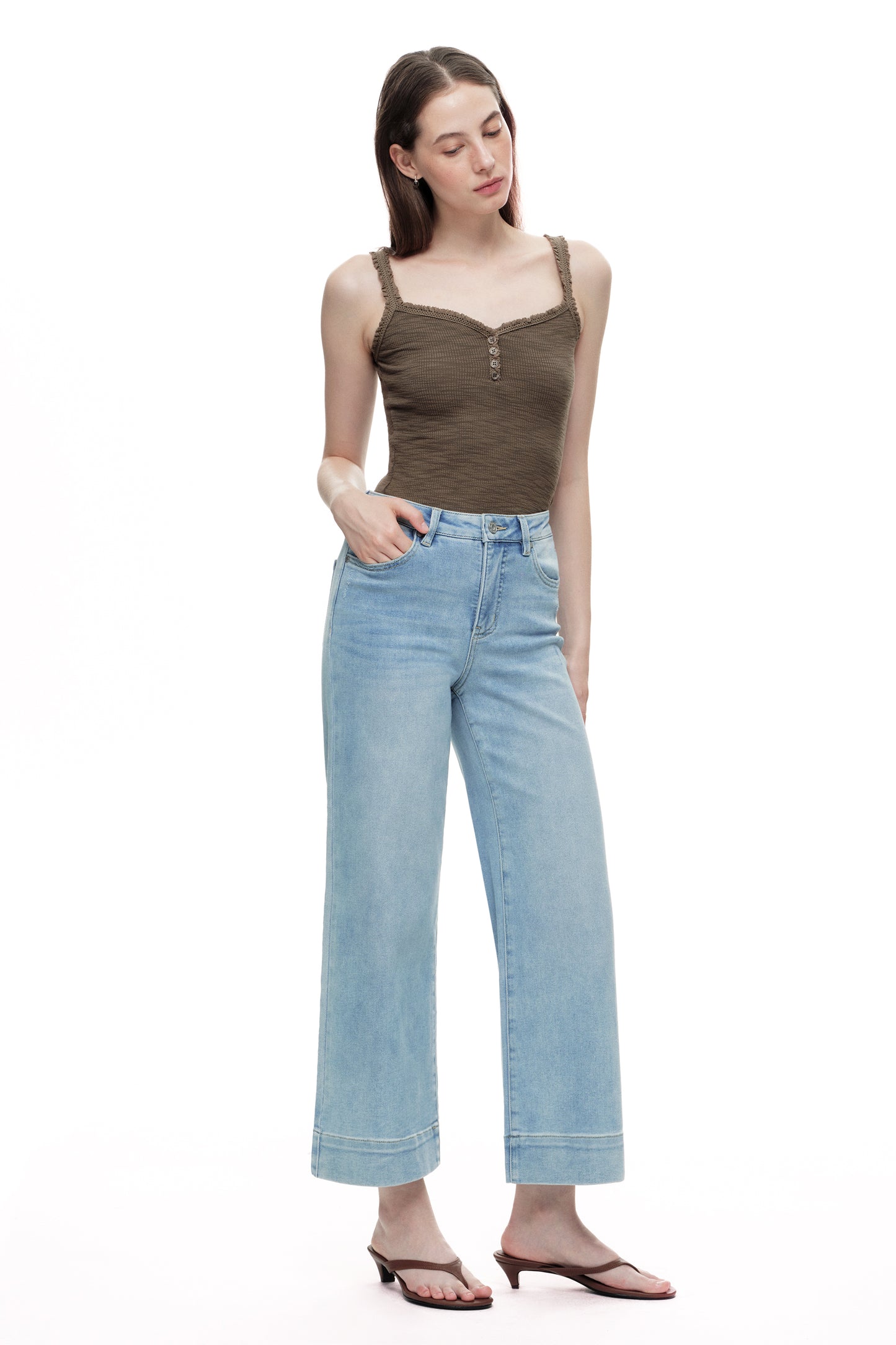 High Rise Wide Leg Denim Jeans - Regular & Petite OSW8099
