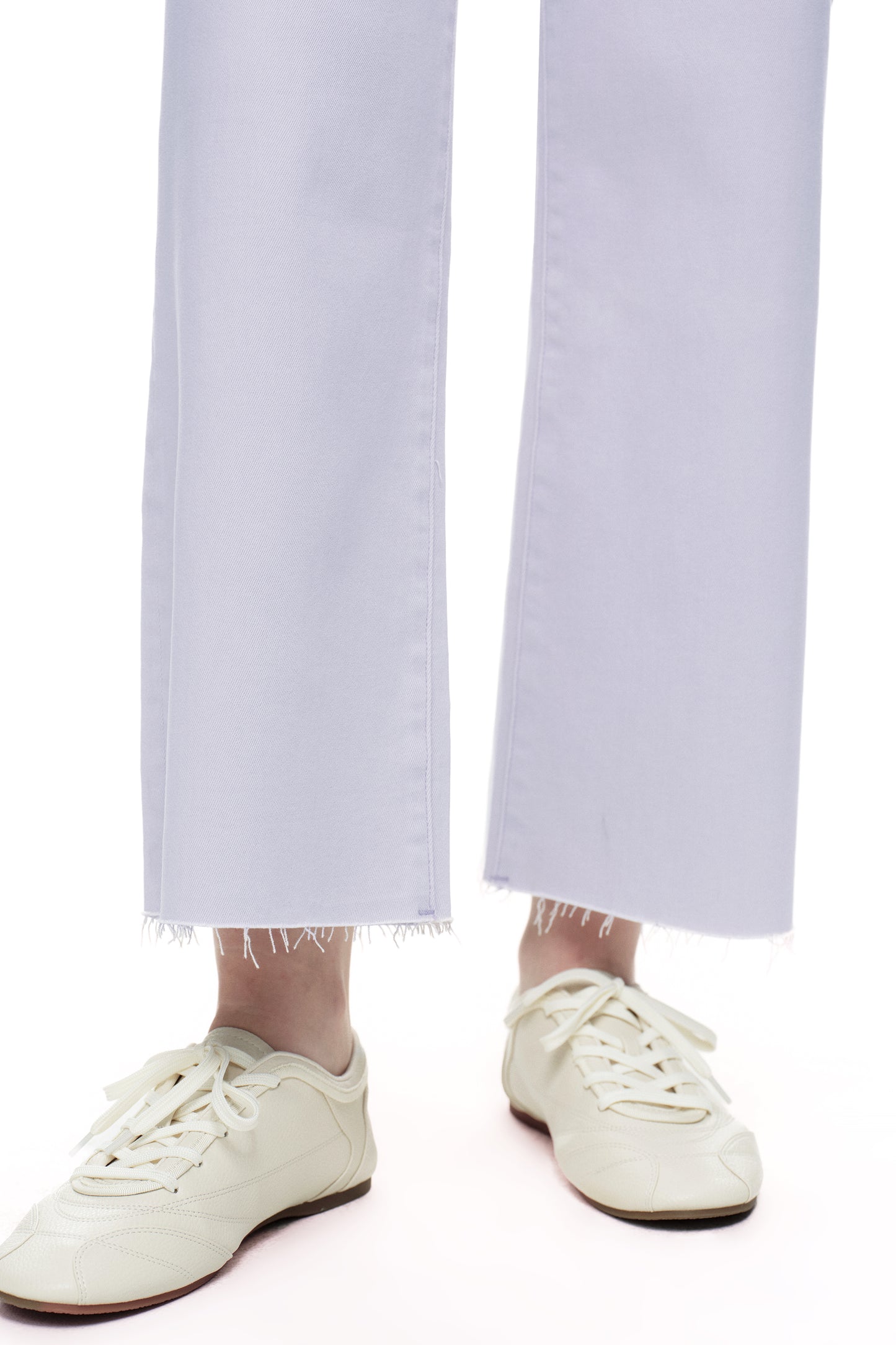 Cropped High Rise Wide Leg Jeans with Button-Fly Raw Hem OSN003