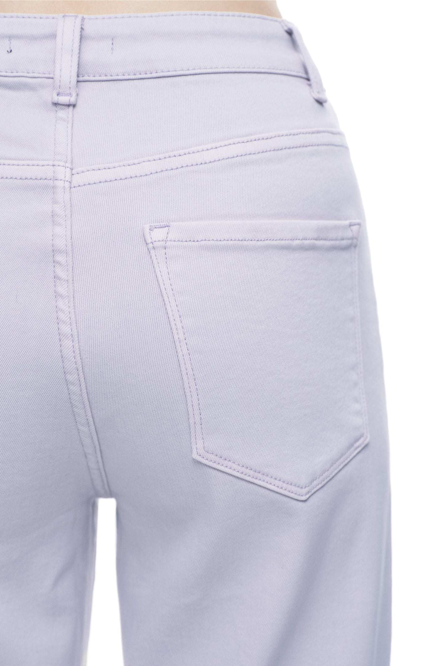 Cropped High Rise Wide Leg Jeans with Button-Fly Raw Hem OSN003