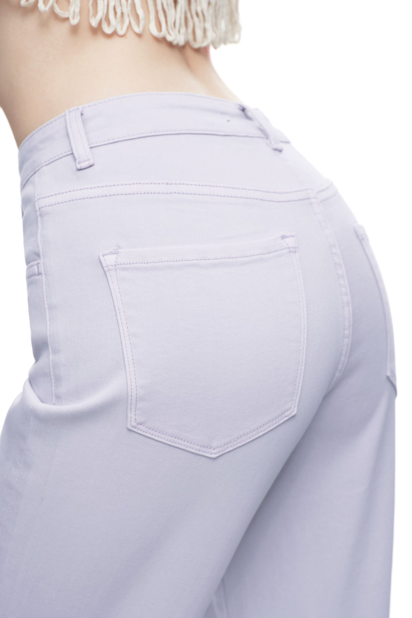 Cropped High Rise Wide Leg Jeans with Button-Fly Raw Hem OSN003