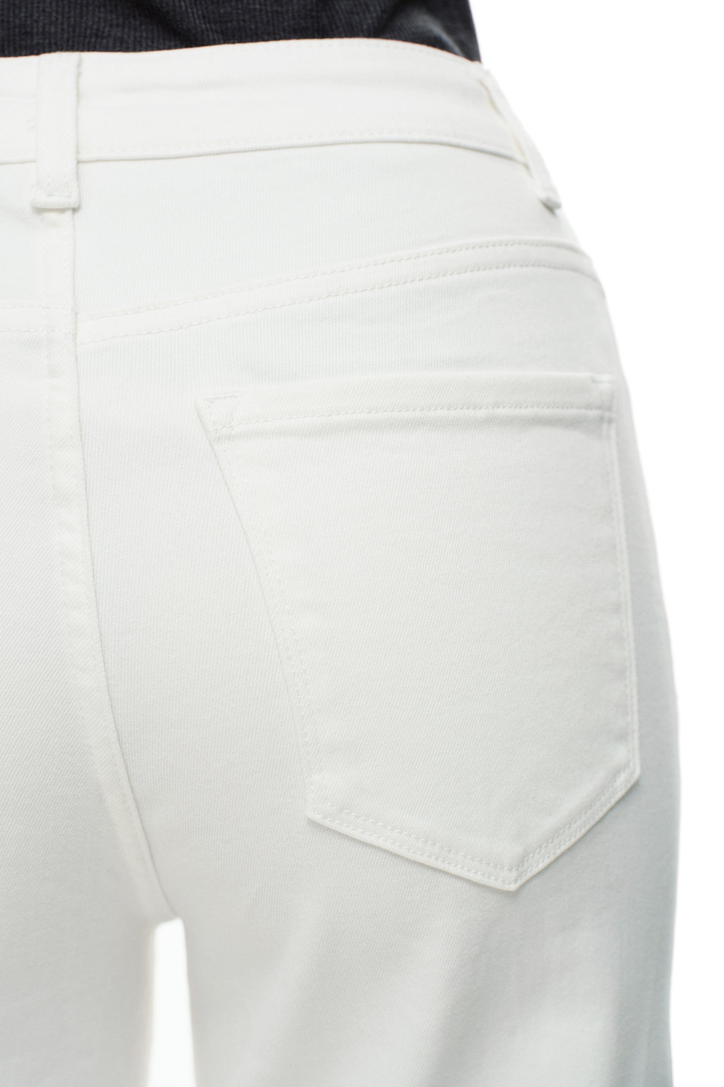 Cropped High Rise Wide Leg Jeans with Button-Fly Raw Hem OSN003