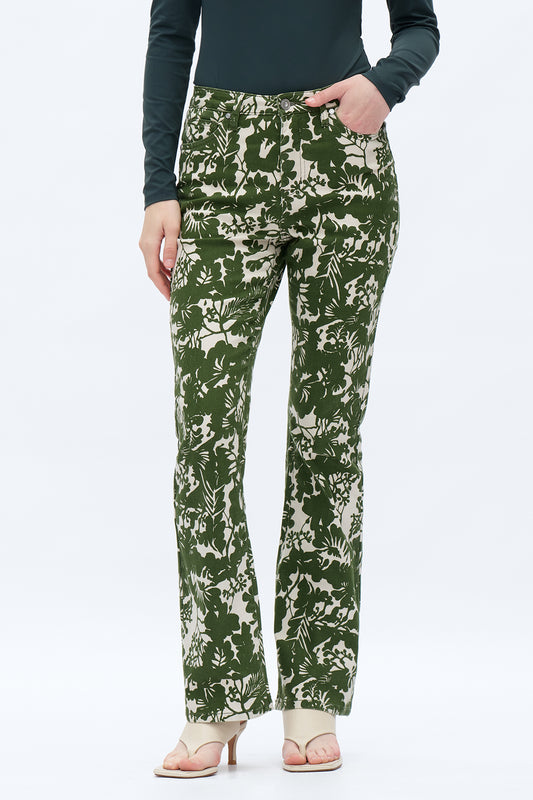 High-Waisted High Stretch Bootcut Floral Print Jeans OSF1136