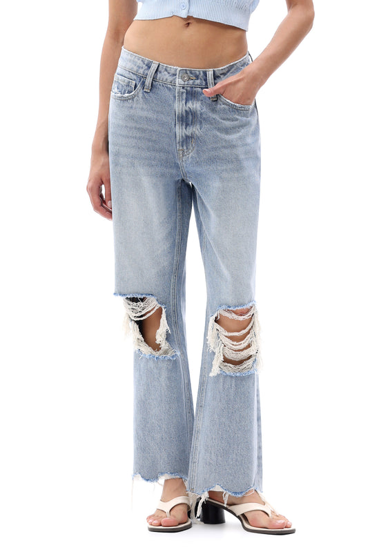 High Rise Crop Straight Leg Denim Jeans OSTM5029EC