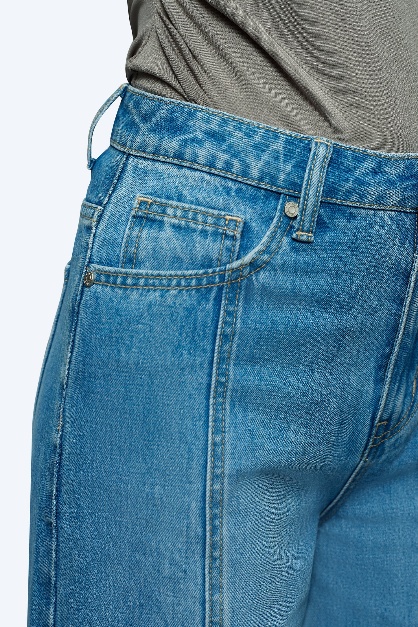 High Waisted Wide Leg Patchwork Jeans OSW8006