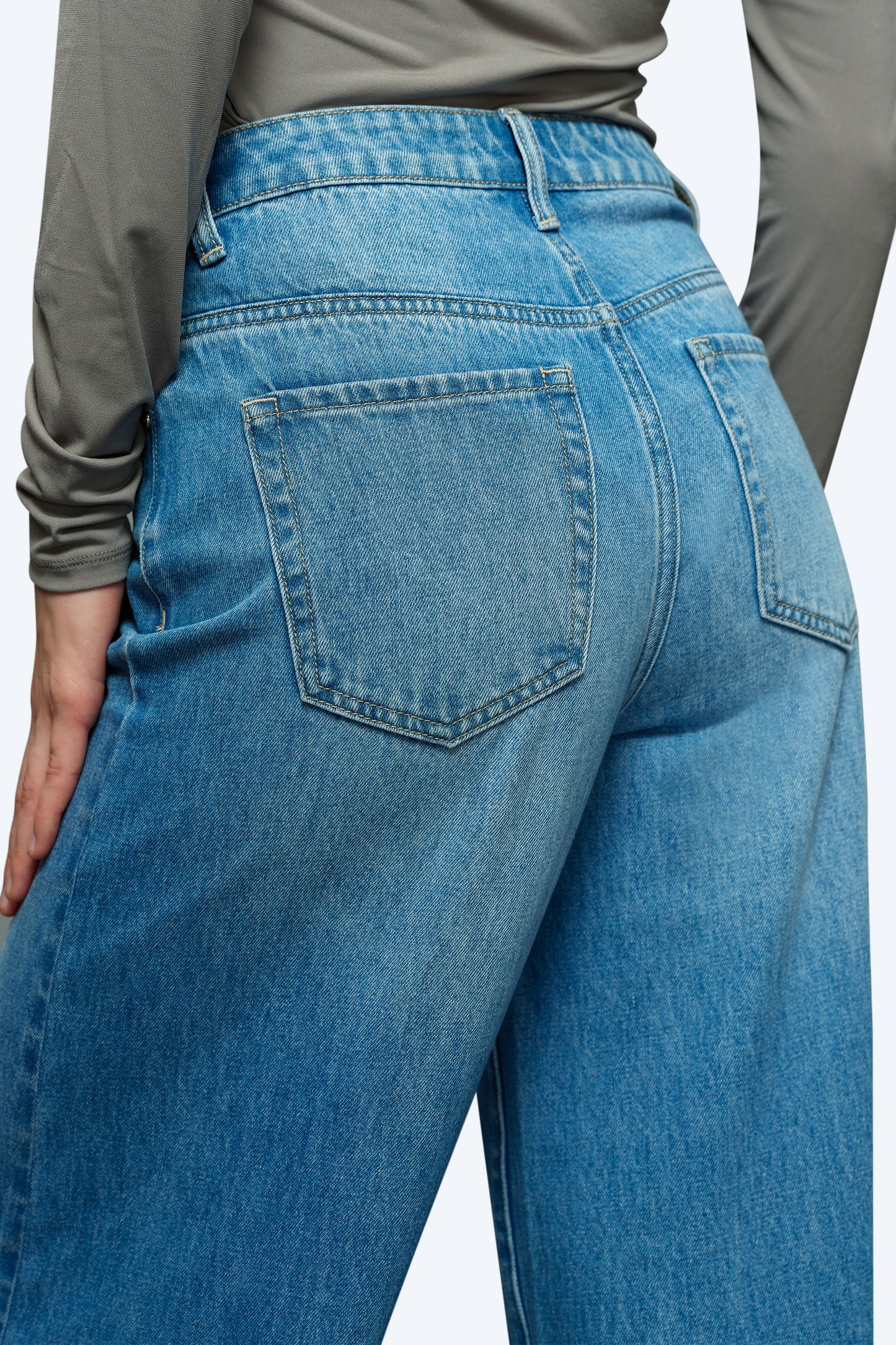 High Waisted Wide Leg Patchwork Jeans OSW8006