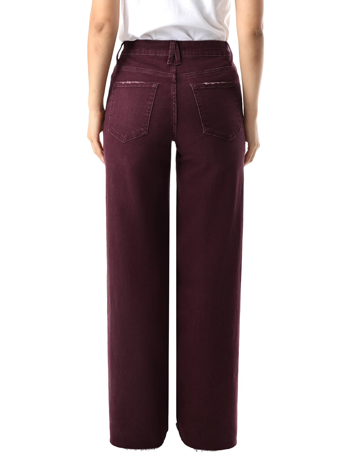 High Rise Burgundy Wide Leg Jeans