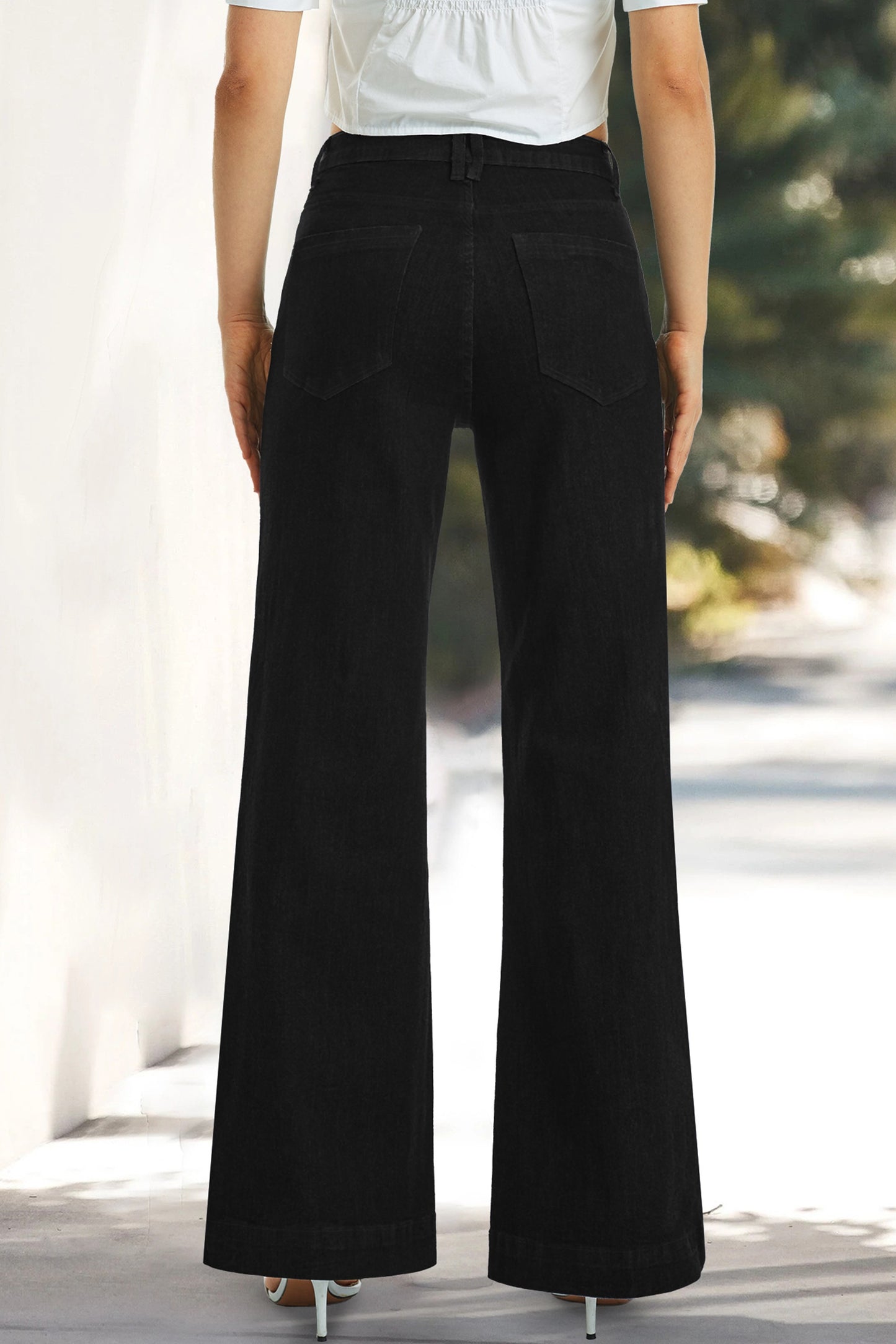 HIGH WAIST RELAXED STRAIGHT JEANS OSW032 BLACK