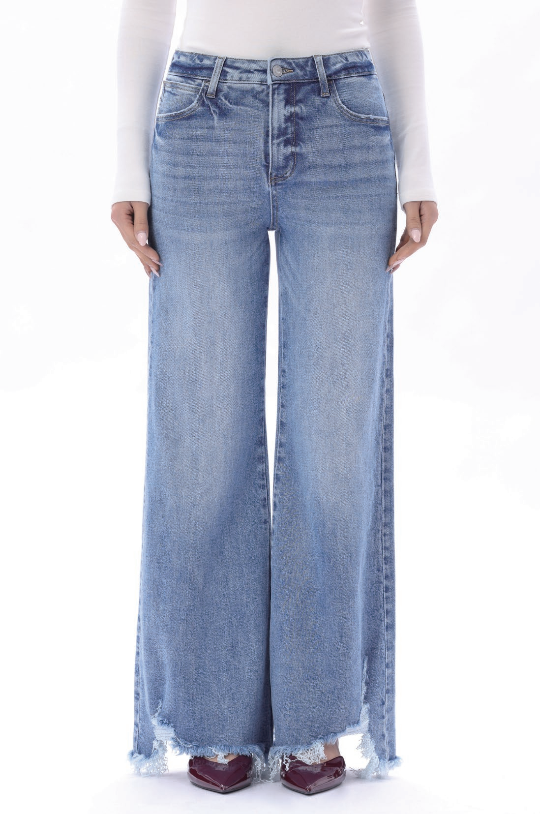 MID HIGH RISE FLARED WIDE LEG TALL JEANS ESFW620805