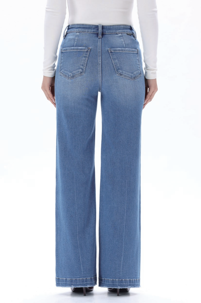 Mid High Rise Slight Flare Wide Leg Tall Jeans ESFW640831