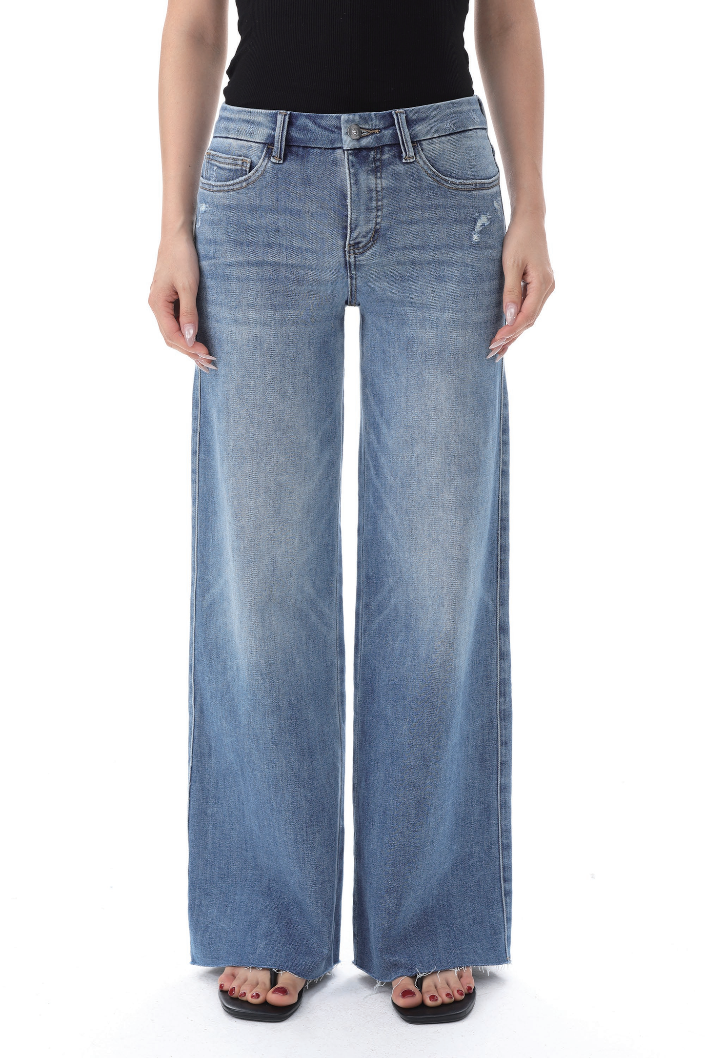 MID RISE WIDE LEG DENIM JEANS OSW8019