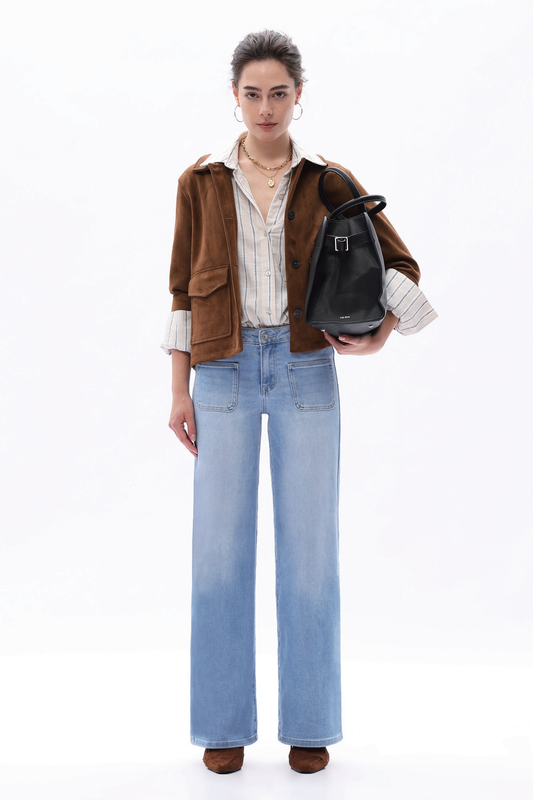 Mid Rise Wide Leg Denim Jeans OSW8018