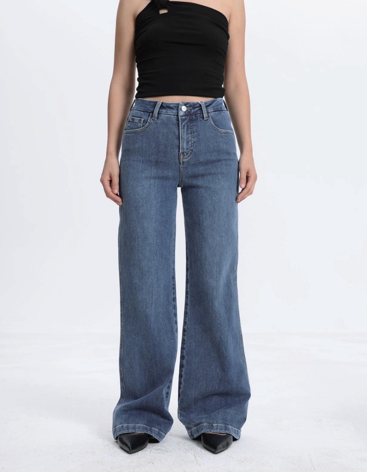 Mid High Rise Flared Wide Leg Full Jeans ESFW630821